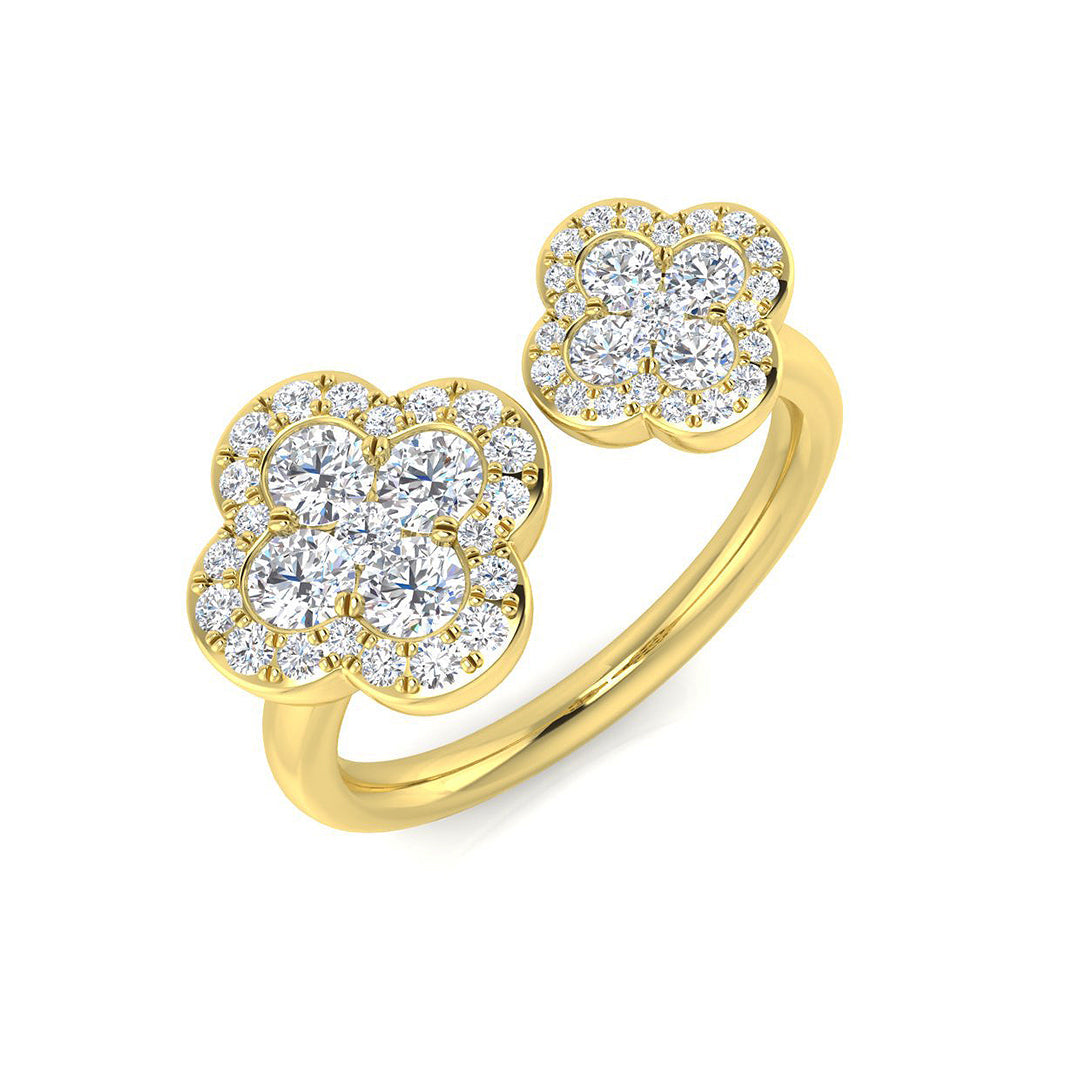 Clover Diamond Ring 0.82ct–0.93ct – SR2905 – 18k Yellow Gold