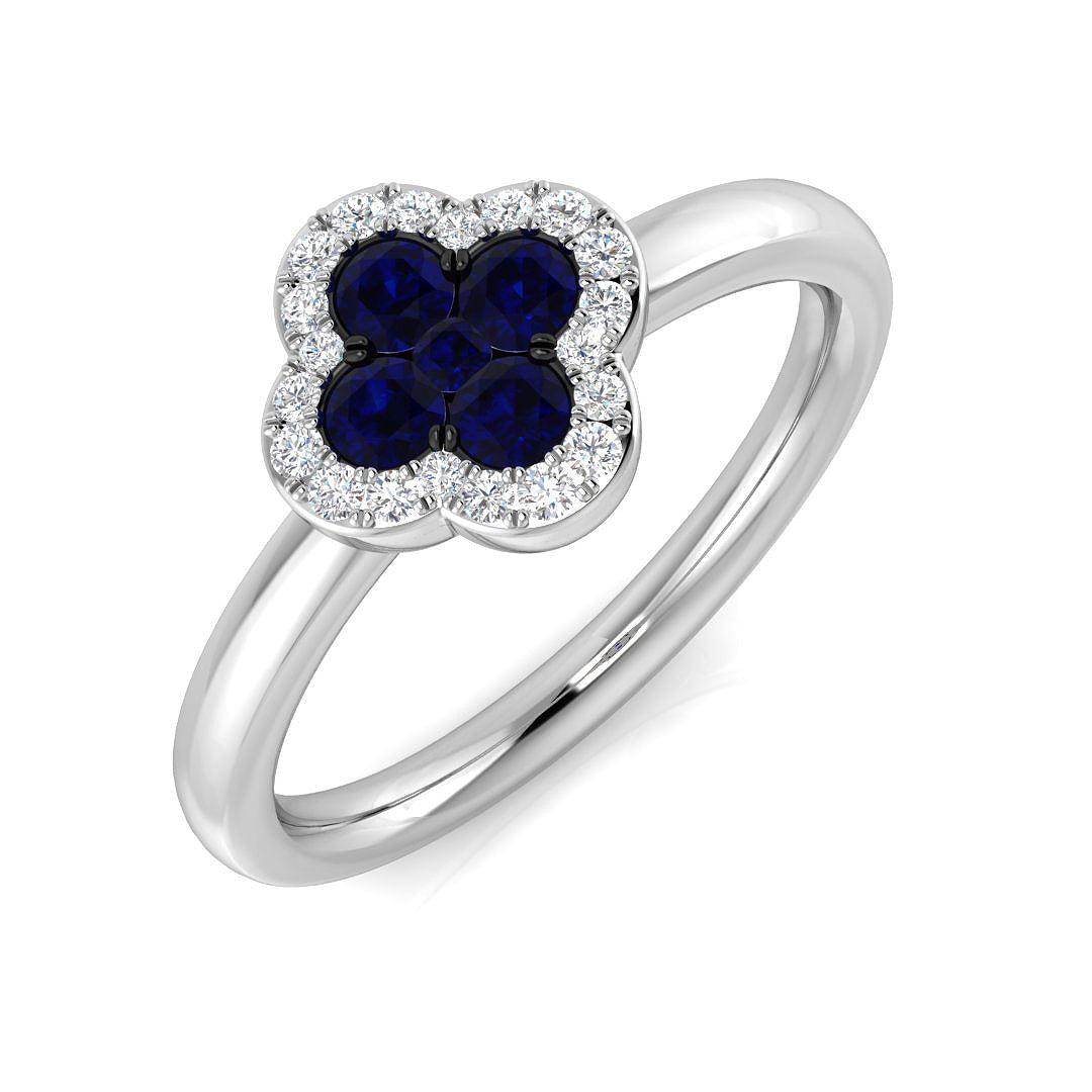 Clover Diamond Ring 0.34ct–1.45ct – SR2249~BS – 18k White Gold