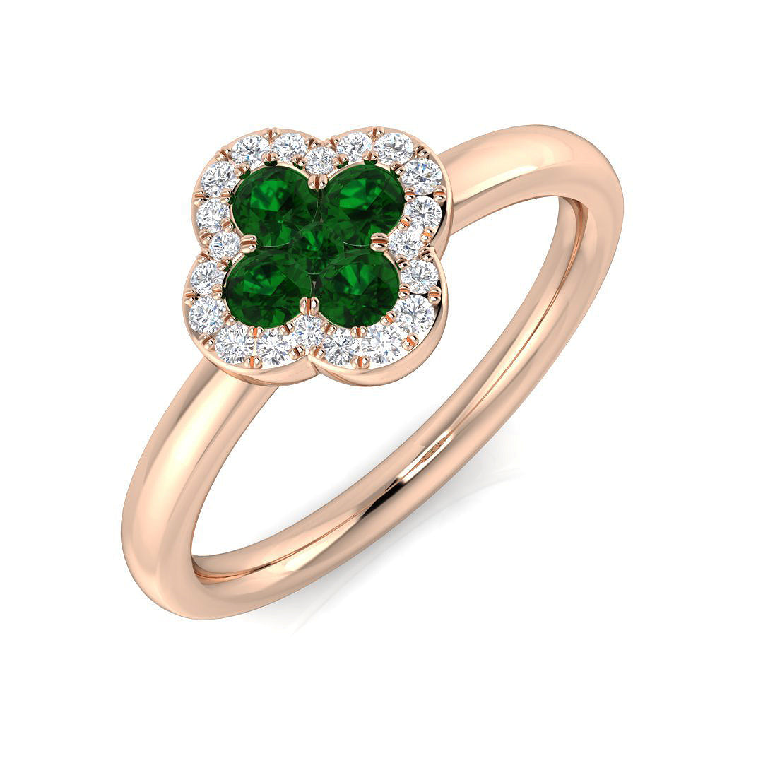 Clover Diamond Ring 0.31ct–1.19ct – SR2249~EM – 18k Rose Gold