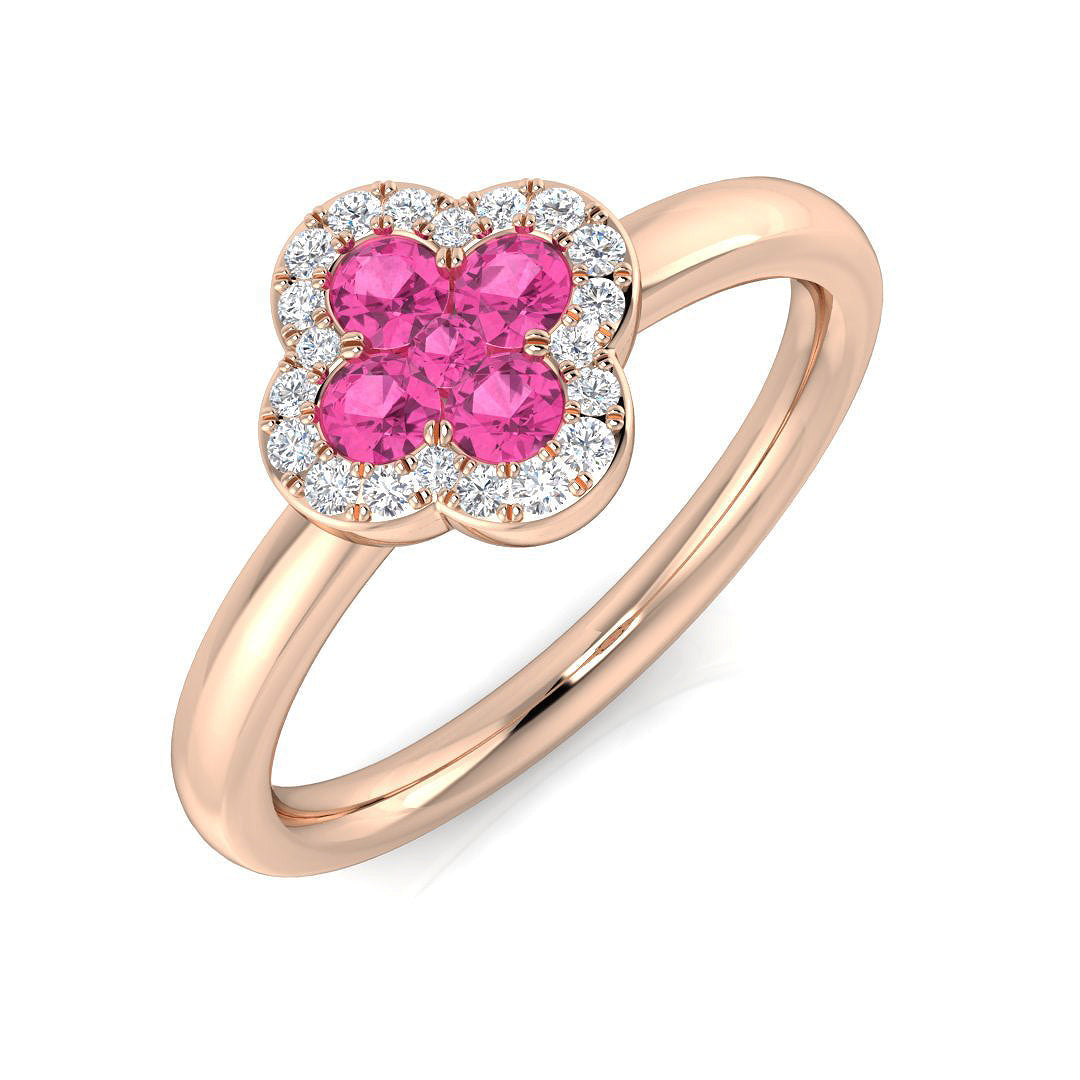 Clover Diamond Ring 0.42ct–1.42ct – SR2249~PS – 18k Rose Gold