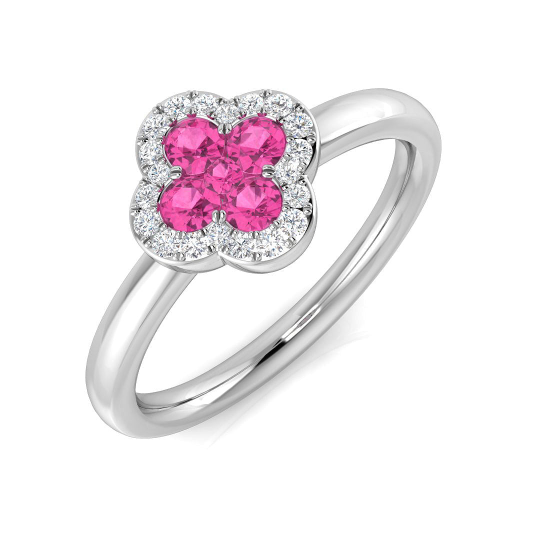 Clover Diamond Ring 0.42ct–1.42ct – SR2249~PS – 18k White Gold