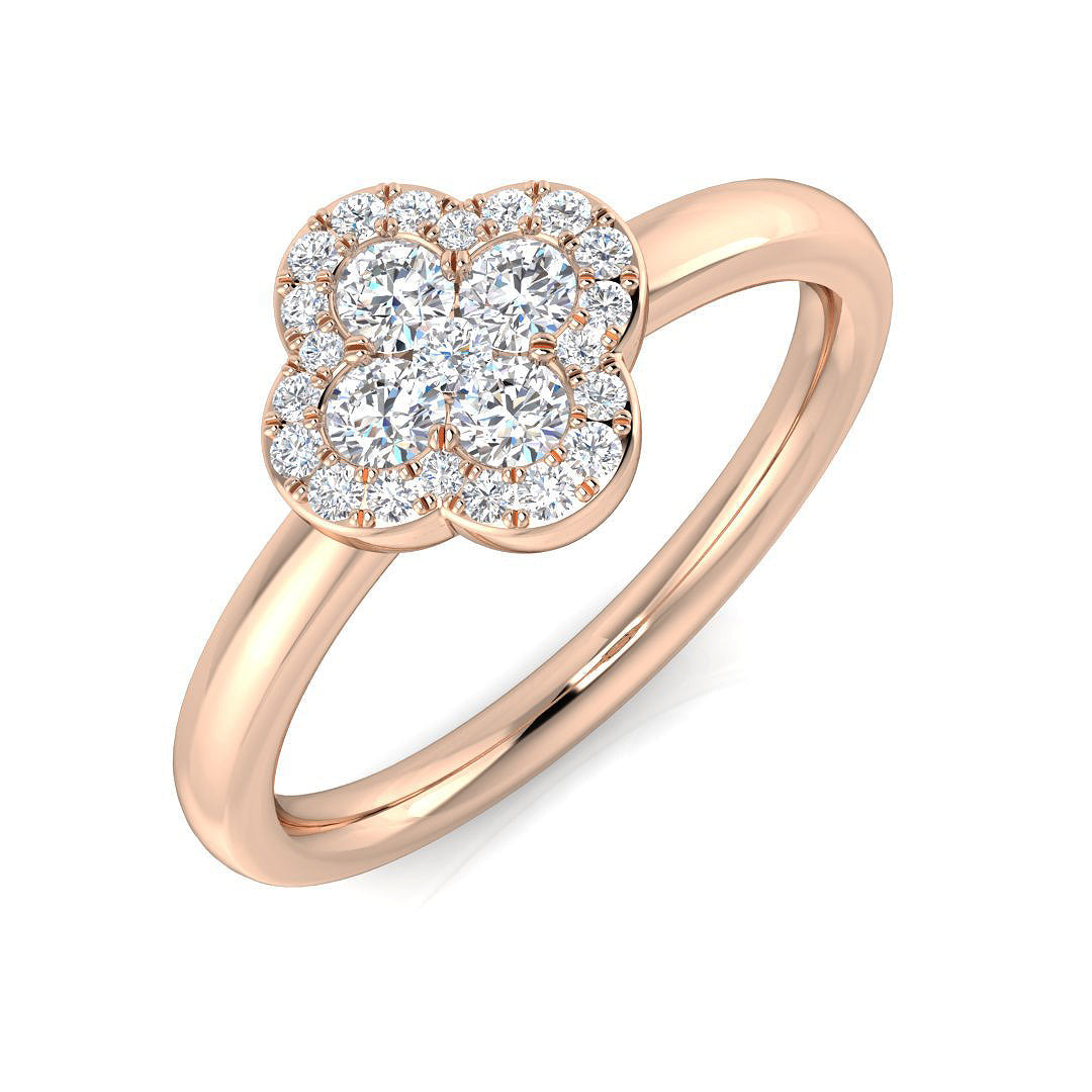 Clover Diamond Ring 0.35ct–1.13ct – SR1010 – 18k Rose Gold