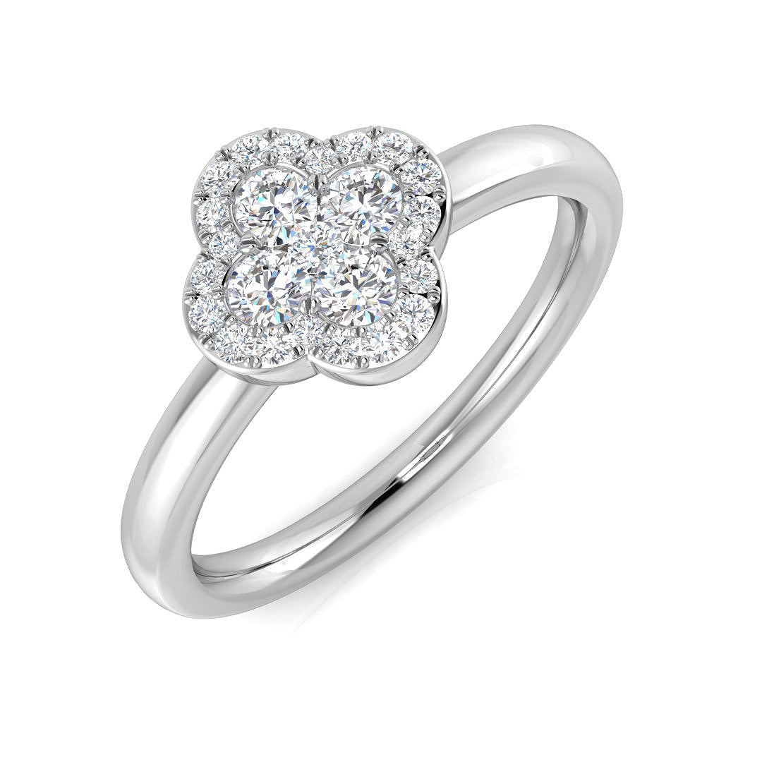 Clover Diamond Ring 0.35ct–1.13ct – SR1010 – 18k White Gold