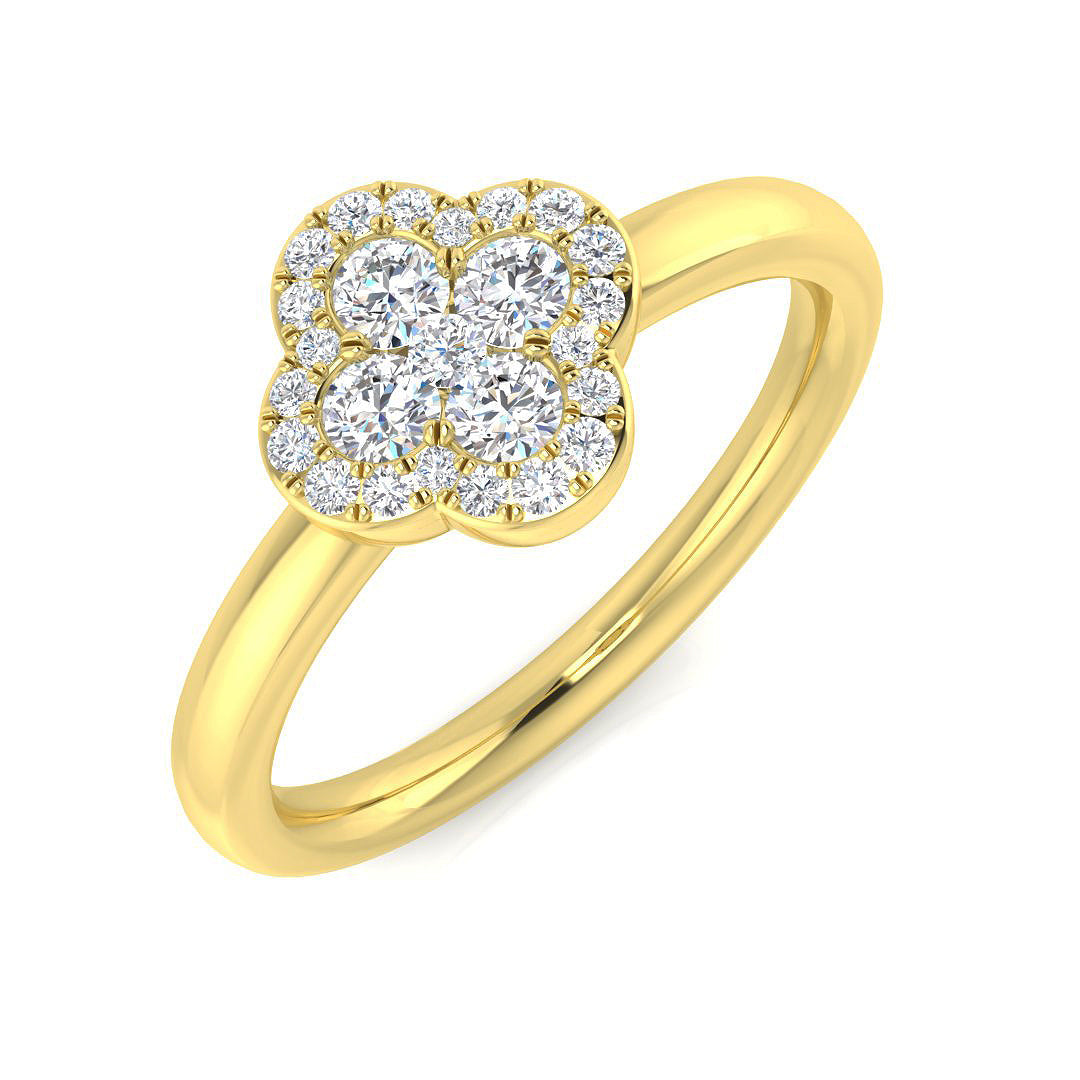 Clover Diamond Ring 0.35ct–1.13ct – SR1010 – 18k Yellow Gold
