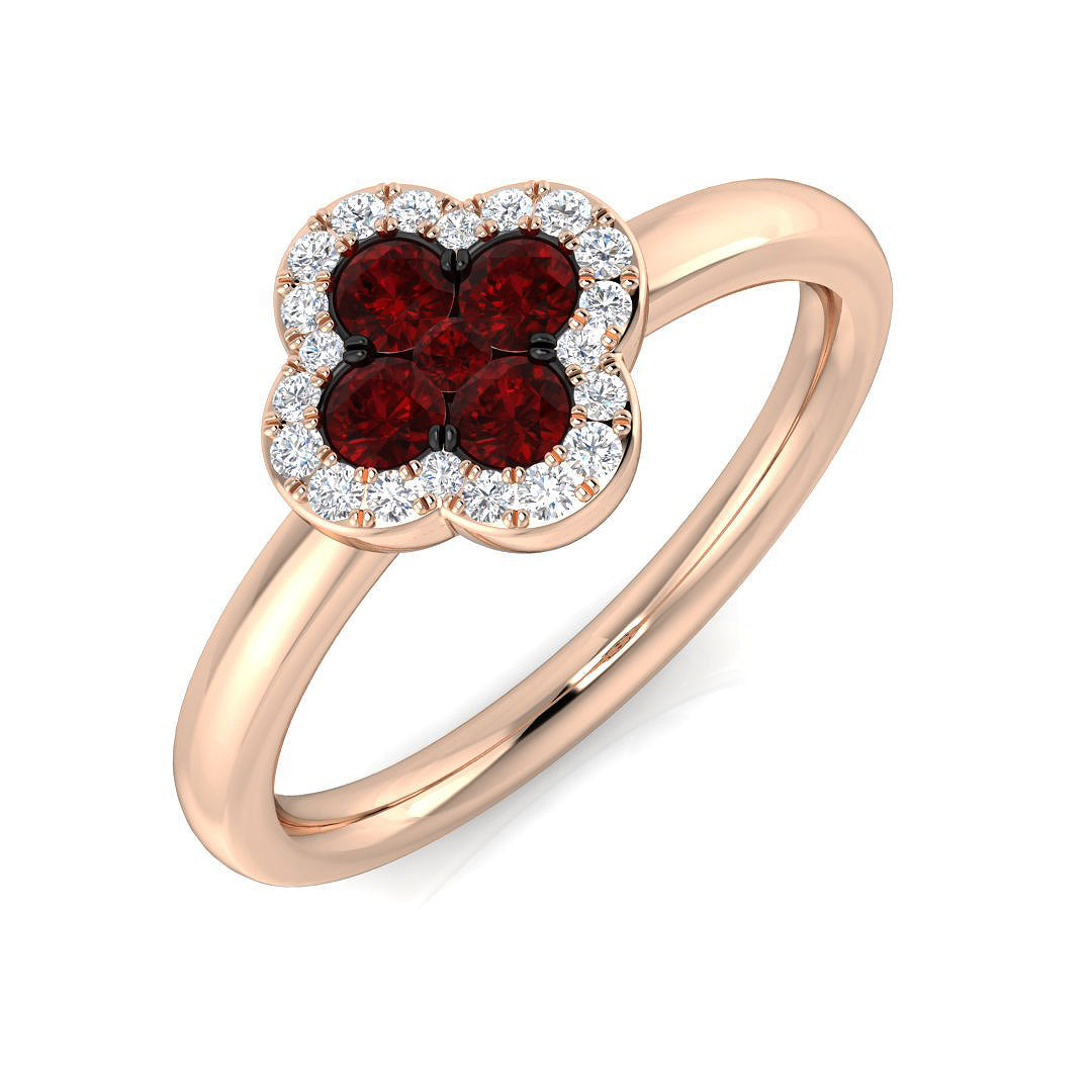 Clover Diamond Ring 0.44ct – SR2906~RY – 18k Rose Gold