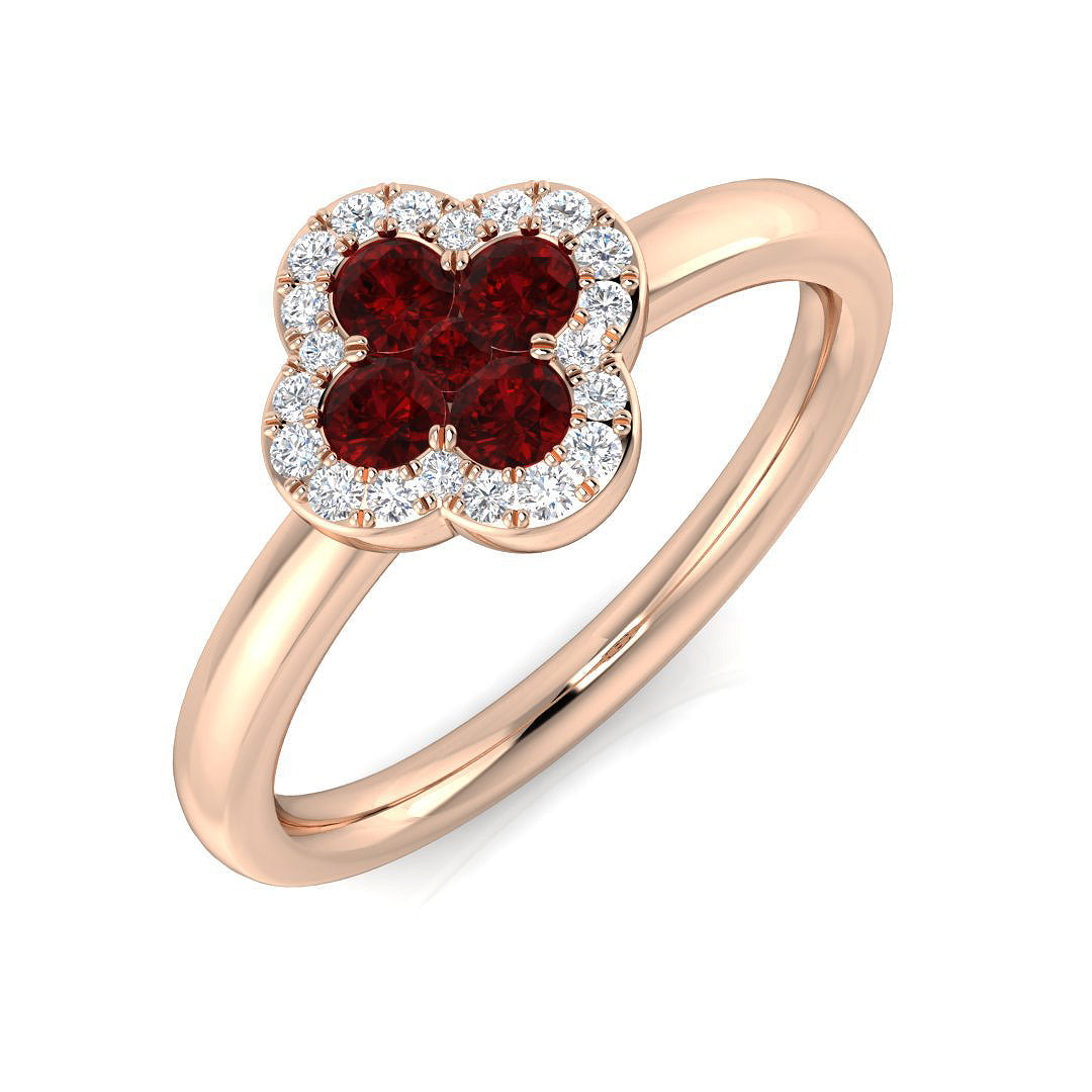 Clover Diamond Ring 0.44ct – SR2906~RY – 18k Rose Gold