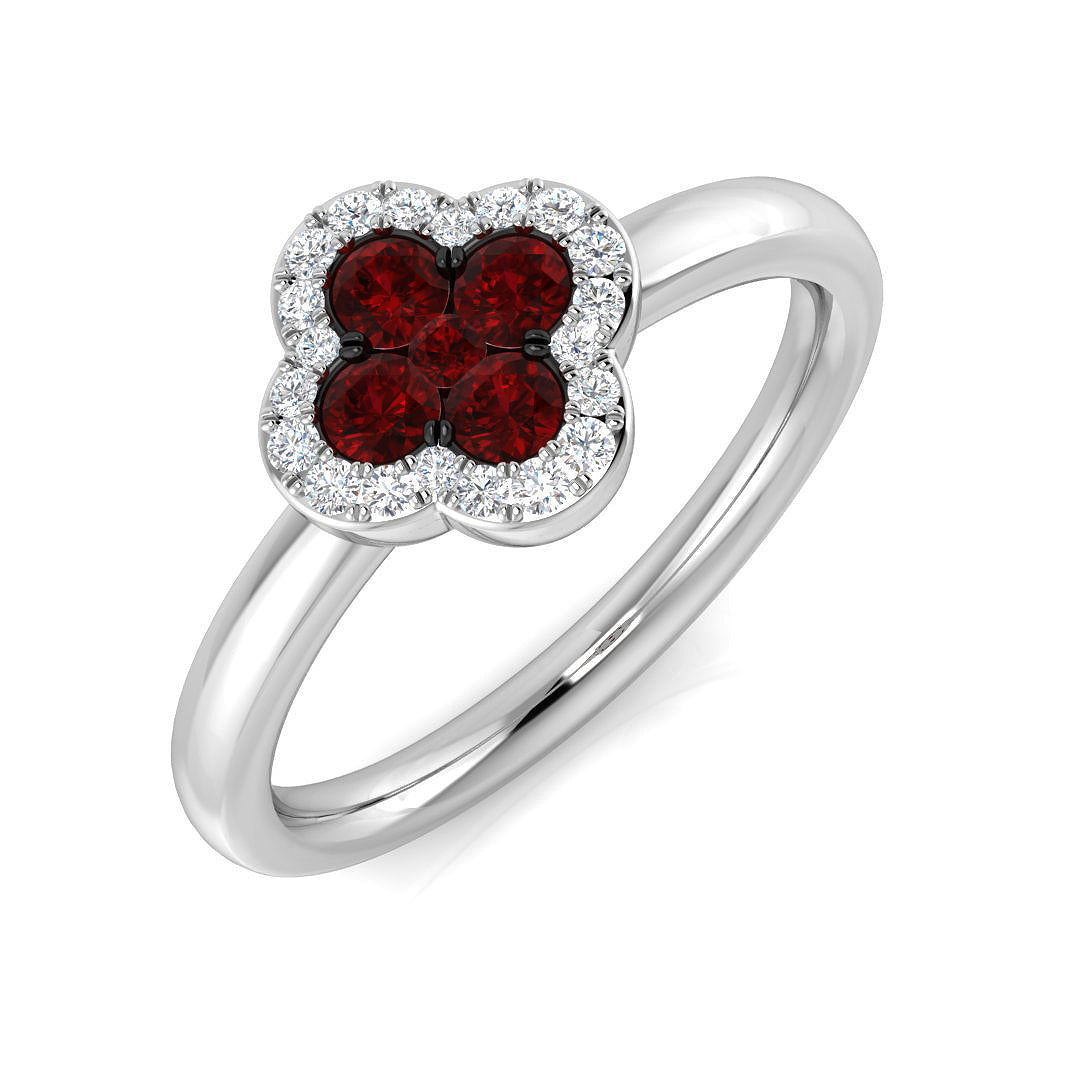 Clover Diamond Ring 0.44ct – SR2906~RY – 18k White Gold