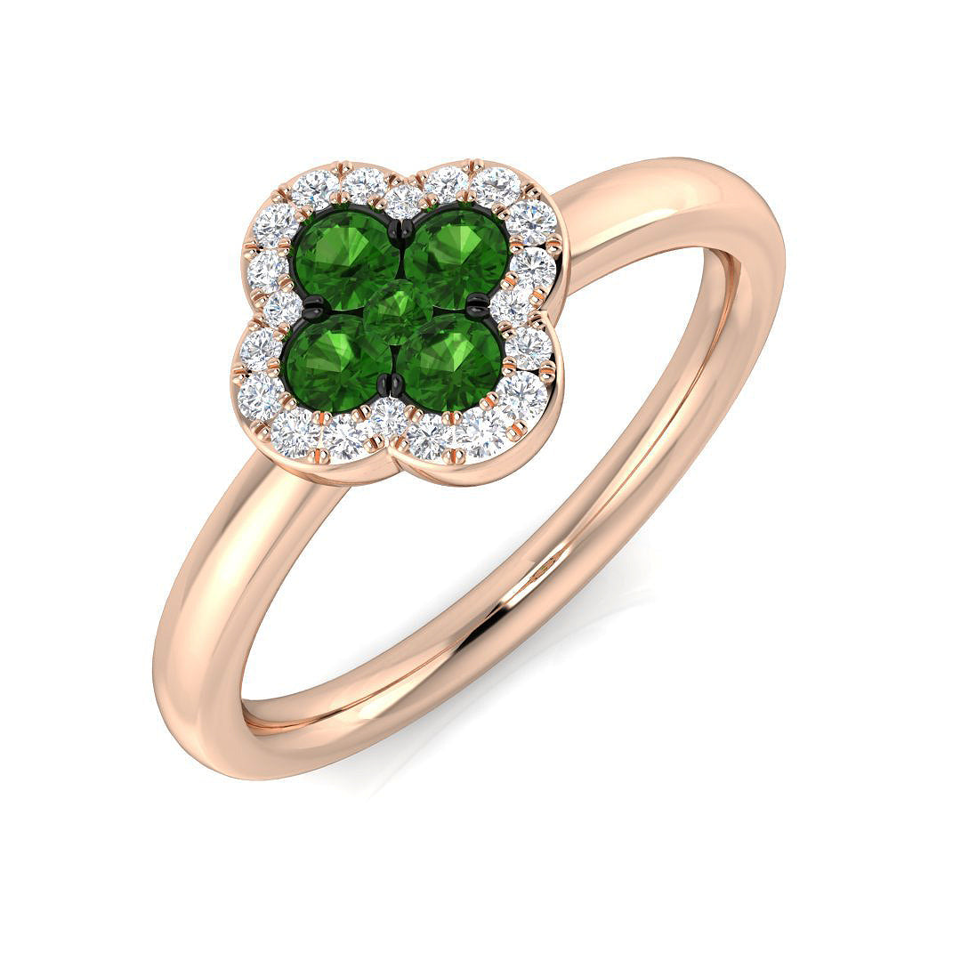 Clover Diamond Ring 0.42ct–1.17ct – SR2906~TS – 18k Rose Gold