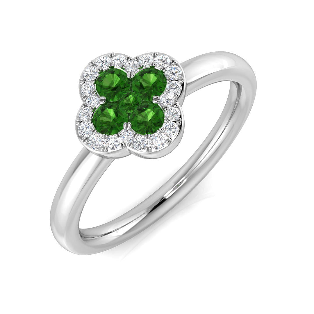 Clover Diamond Ring 0.42ct–1.17ct – SR2906~TS – 18k White Gold