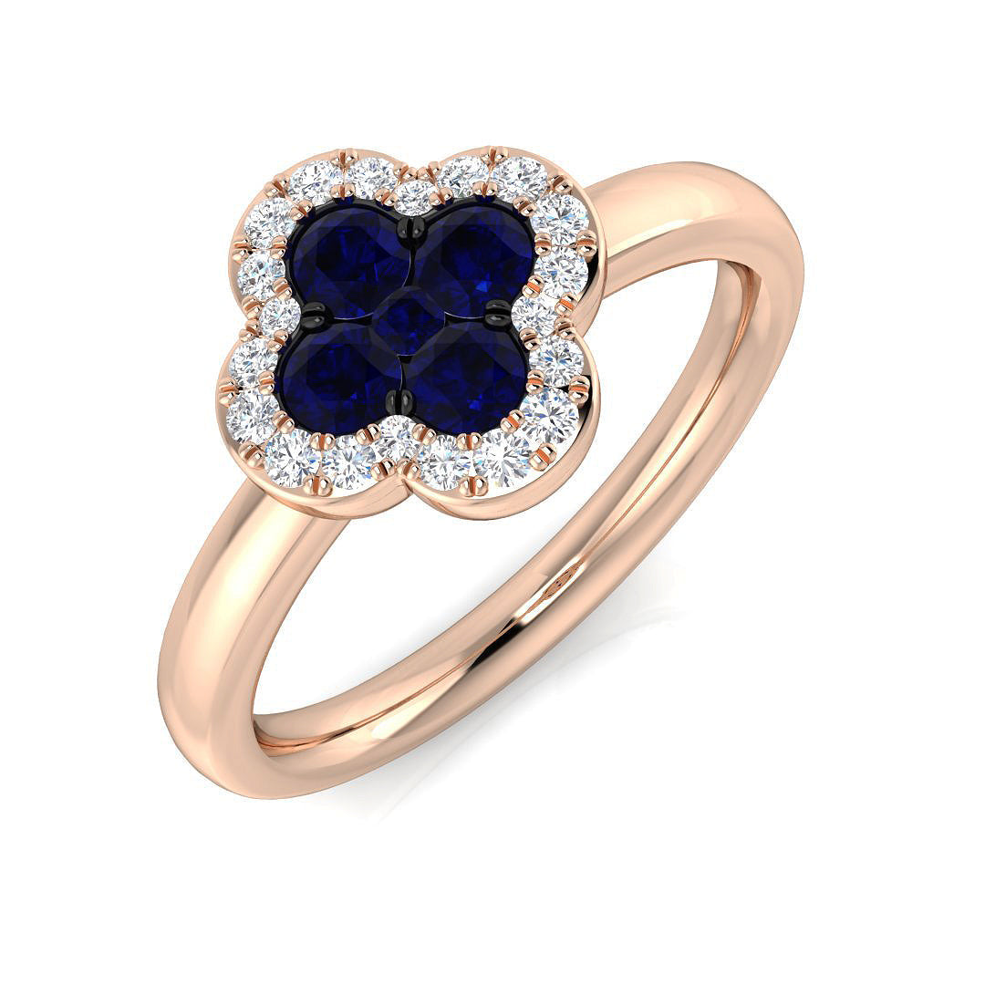 Clover Diamond Ring 0.34ct–1.45ct – SR2249~BS – 18k Rose Gold