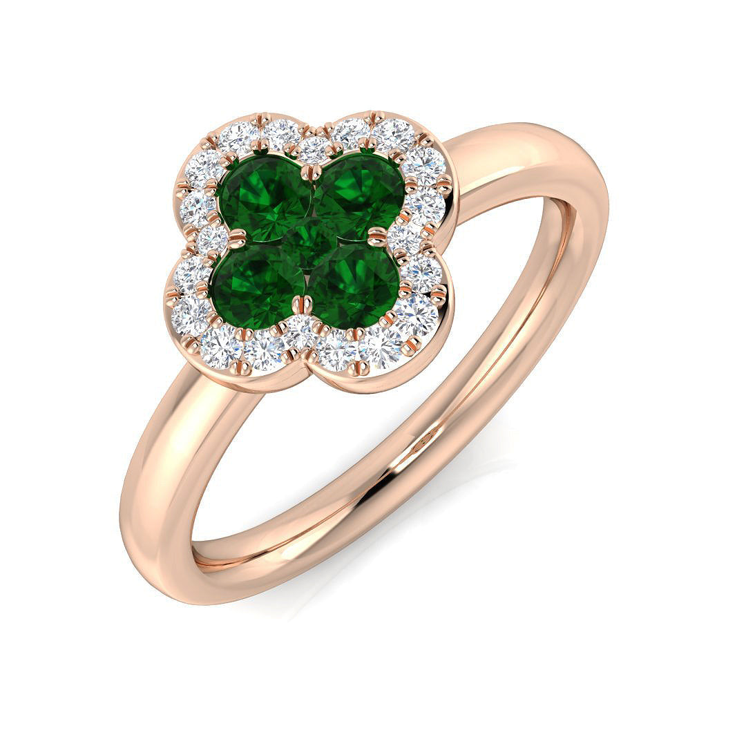 Clover Diamond Ring 0.31ct–1.19ct – SR2249~EM – 18k Rose Gold