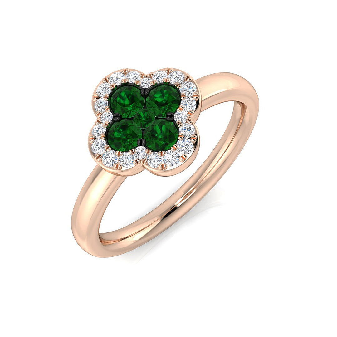 Clover Diamond Ring 0.31ct–1.19ct – SR2249~EM – 18k Rose Gold
