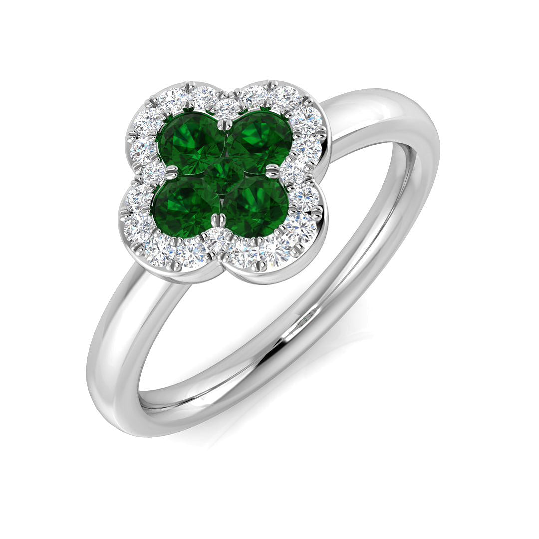 Clover Diamond Ring 0.31ct–1.19ct – SR2249~EM – 18k White Gold