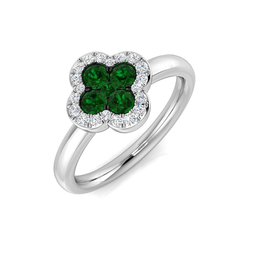 Clover Diamond Ring 0.31ct–1.19ct – SR2249~EM – 18k White Gold