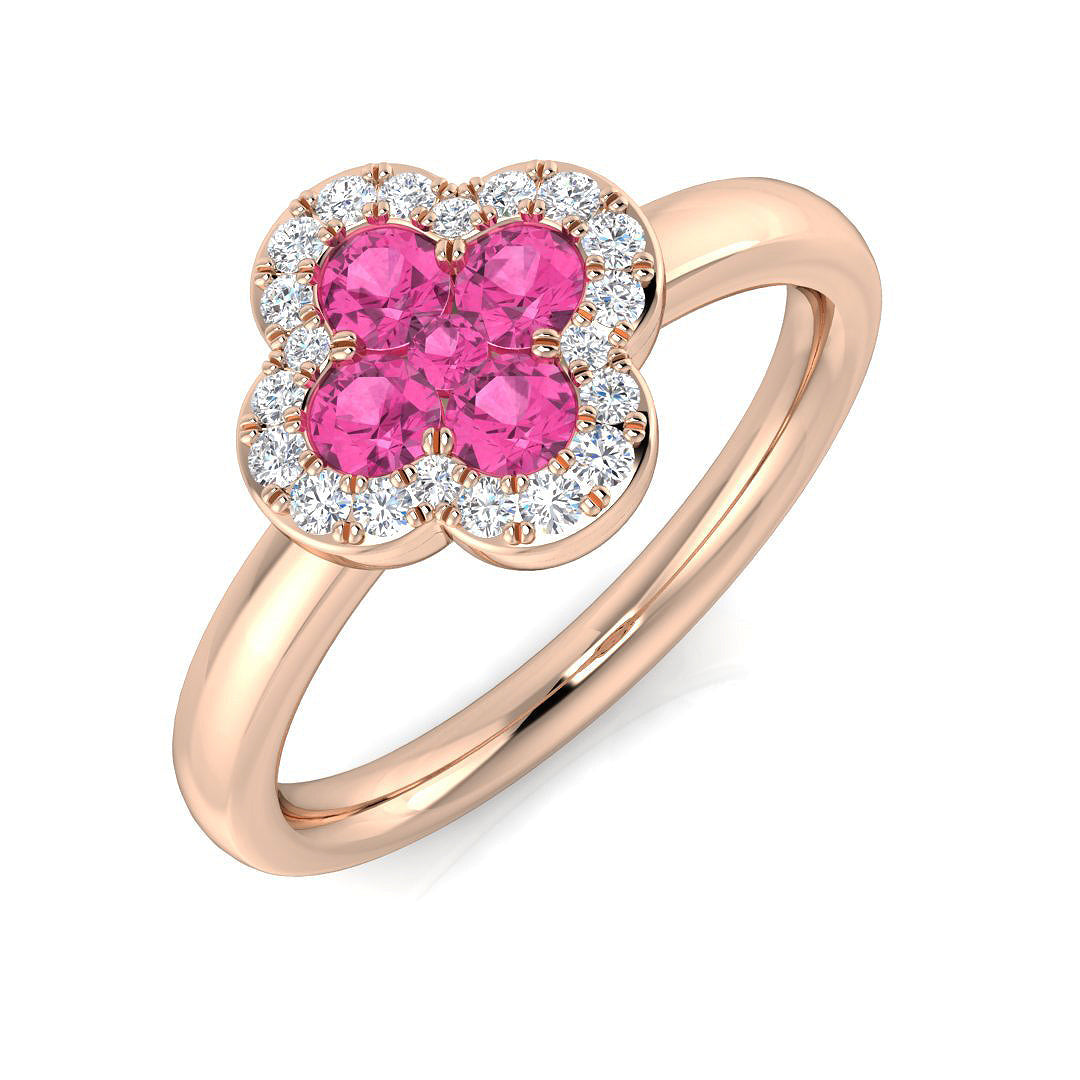 Clover Diamond Ring 0.42ct–1.42ct – SR2249~PS – 18k Rose Gold