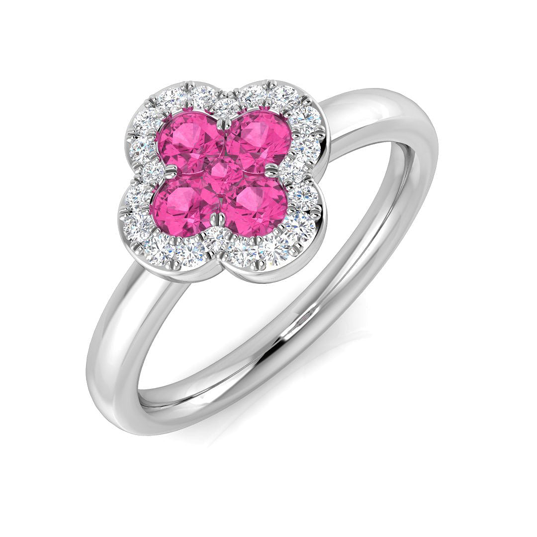 Clover Diamond Ring 0.42ct–1.42ct – SR2249~PS – 18k White Gold