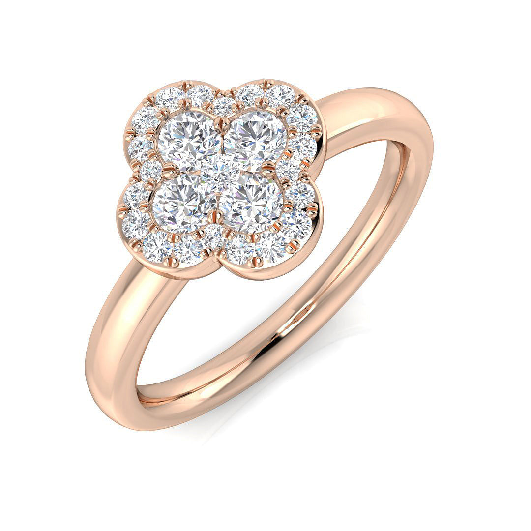 Clover Diamond Ring 0.35ct–1.13ct – SR1010 – 18k Rose Gold