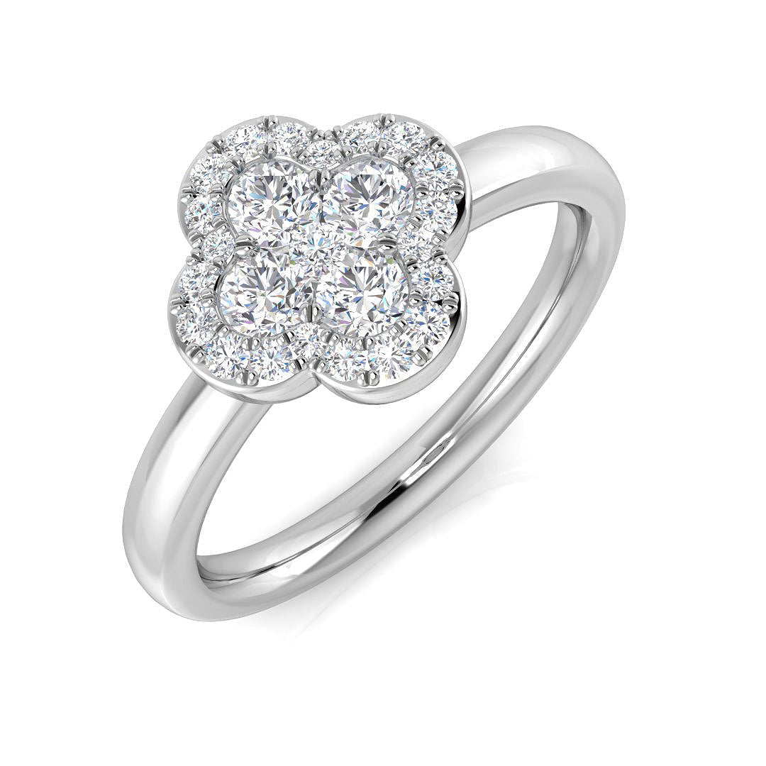 Clover Diamond Ring 0.35ct–1.13ct – SR1010 – 18k White Gold