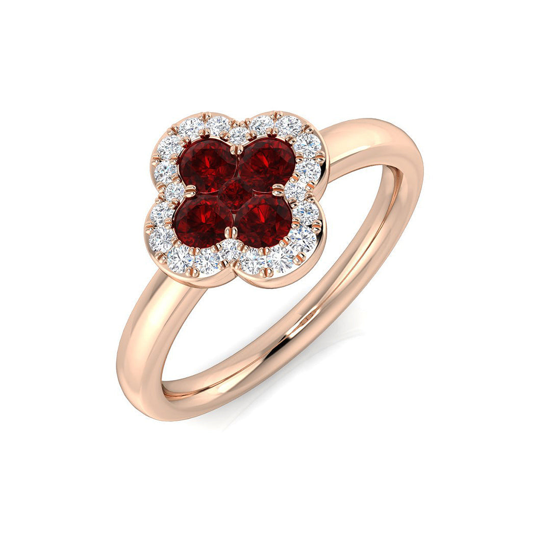 Clover Diamond Ring 0.57ct – SR2907~RY – 18k Rose Gold
