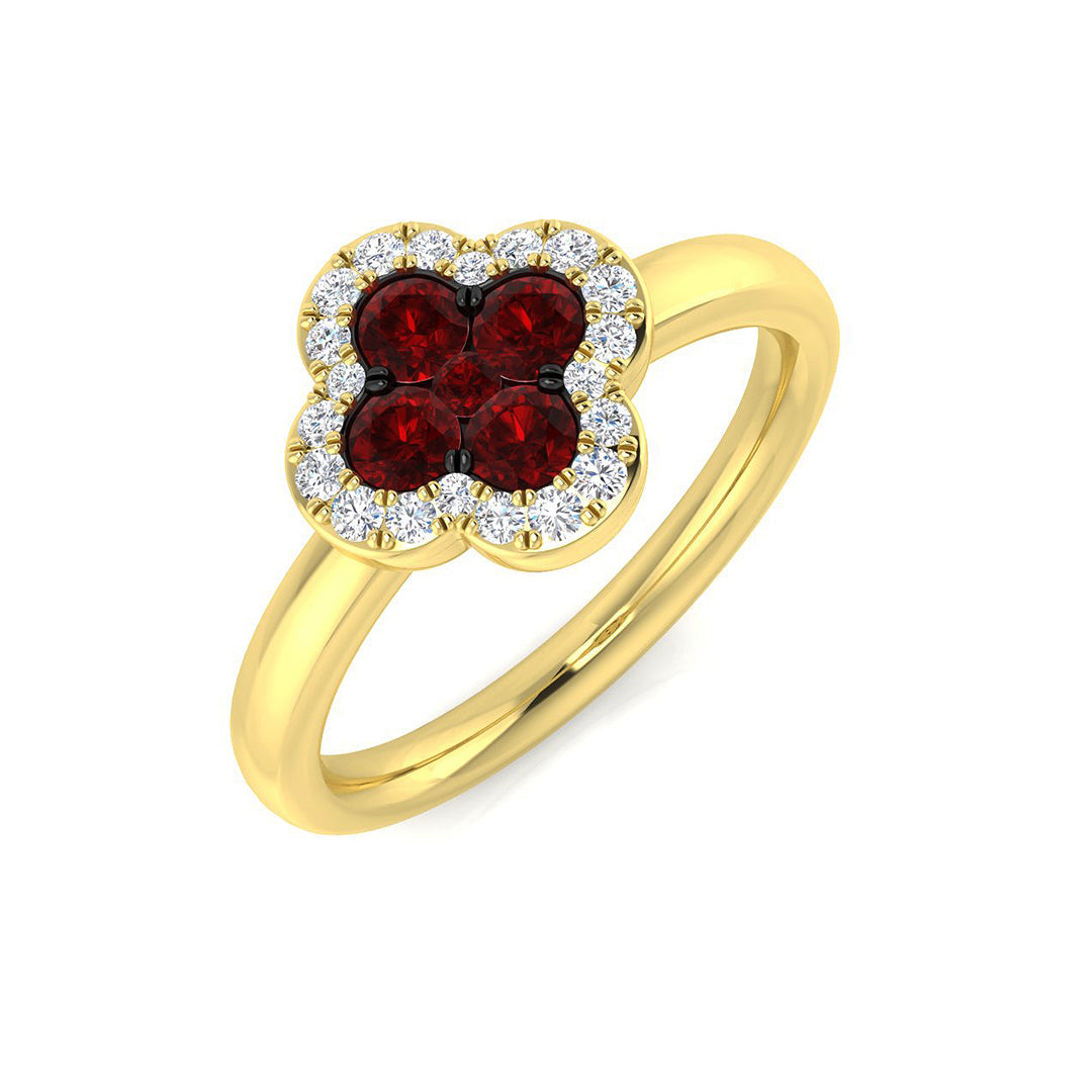 Clover Diamond Ring 0.57ct – SR2907~RY – 18k Yellow Gold