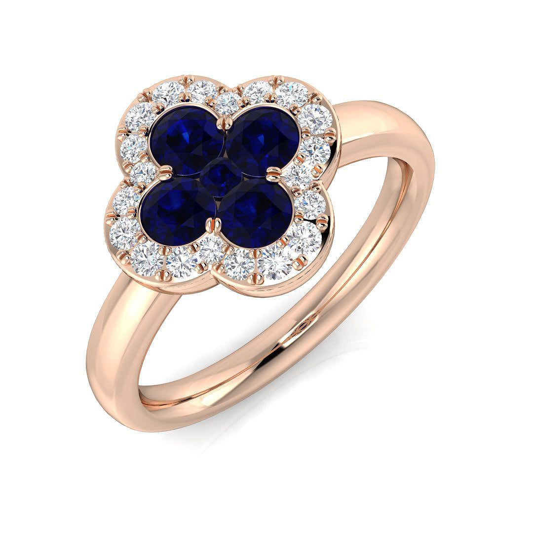 Clover Diamond Ring 0.34ct–1.45ct – SR2249~BS – 18k Rose Gold