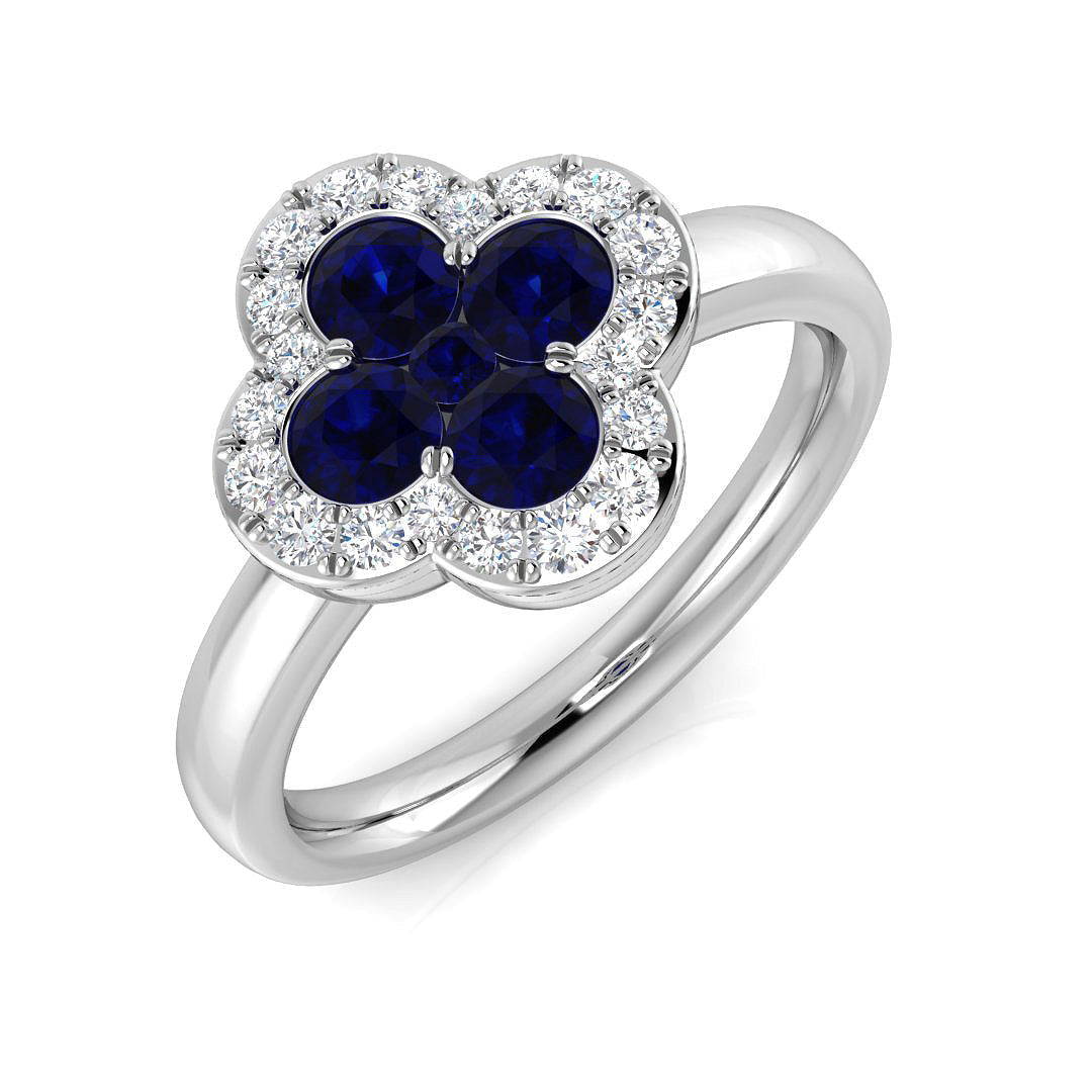 Clover Diamond Ring 0.34ct–1.45ct – SR2249~BS – 18k White Gold