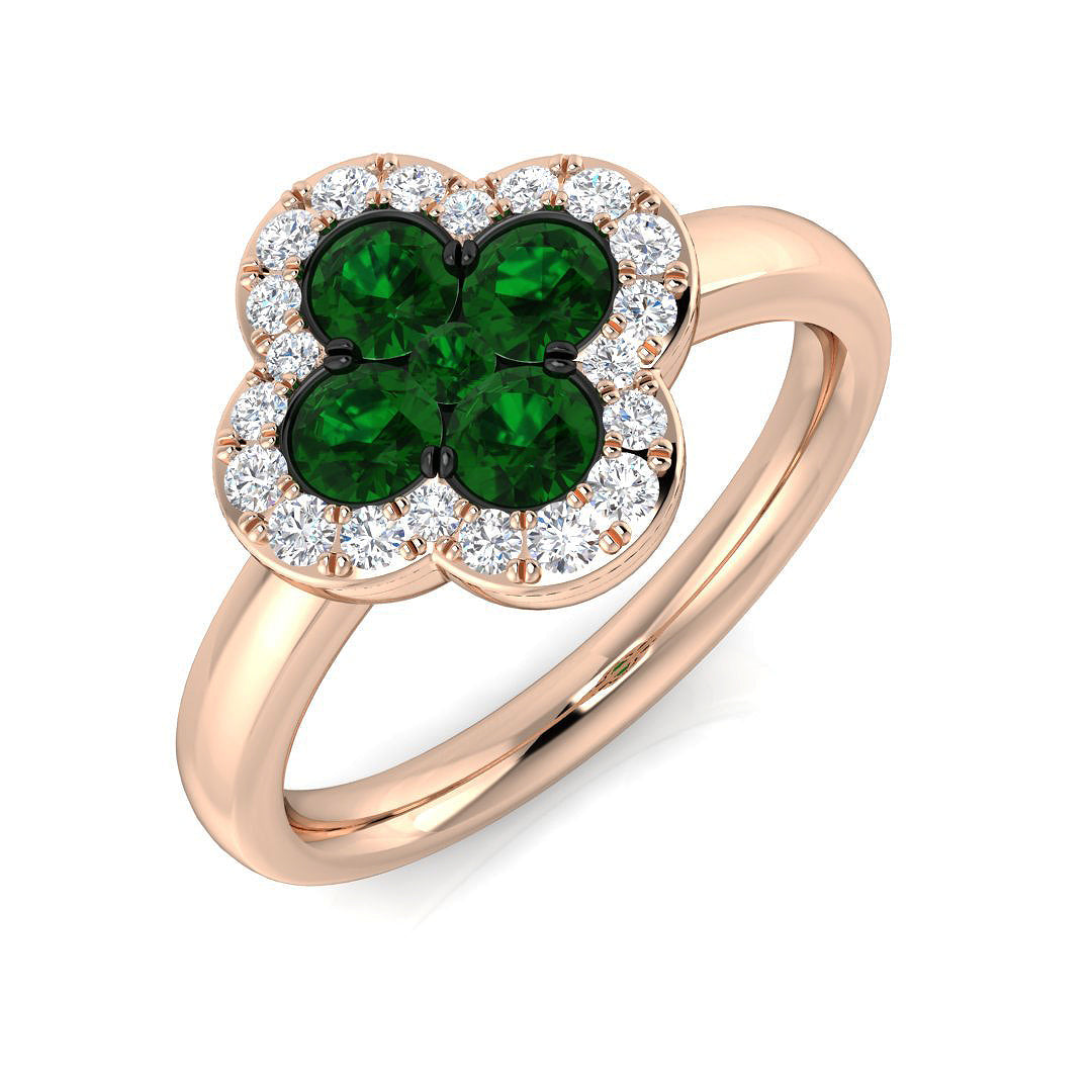 Clover Diamond Ring 0.31ct–1.19ct – SR2249~EM – 18k Rose Gold