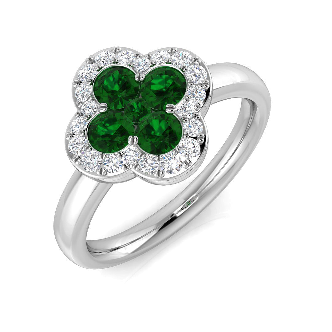 Clover Diamond Ring 0.31ct–1.19ct – SR2249~EM – 18k White Gold
