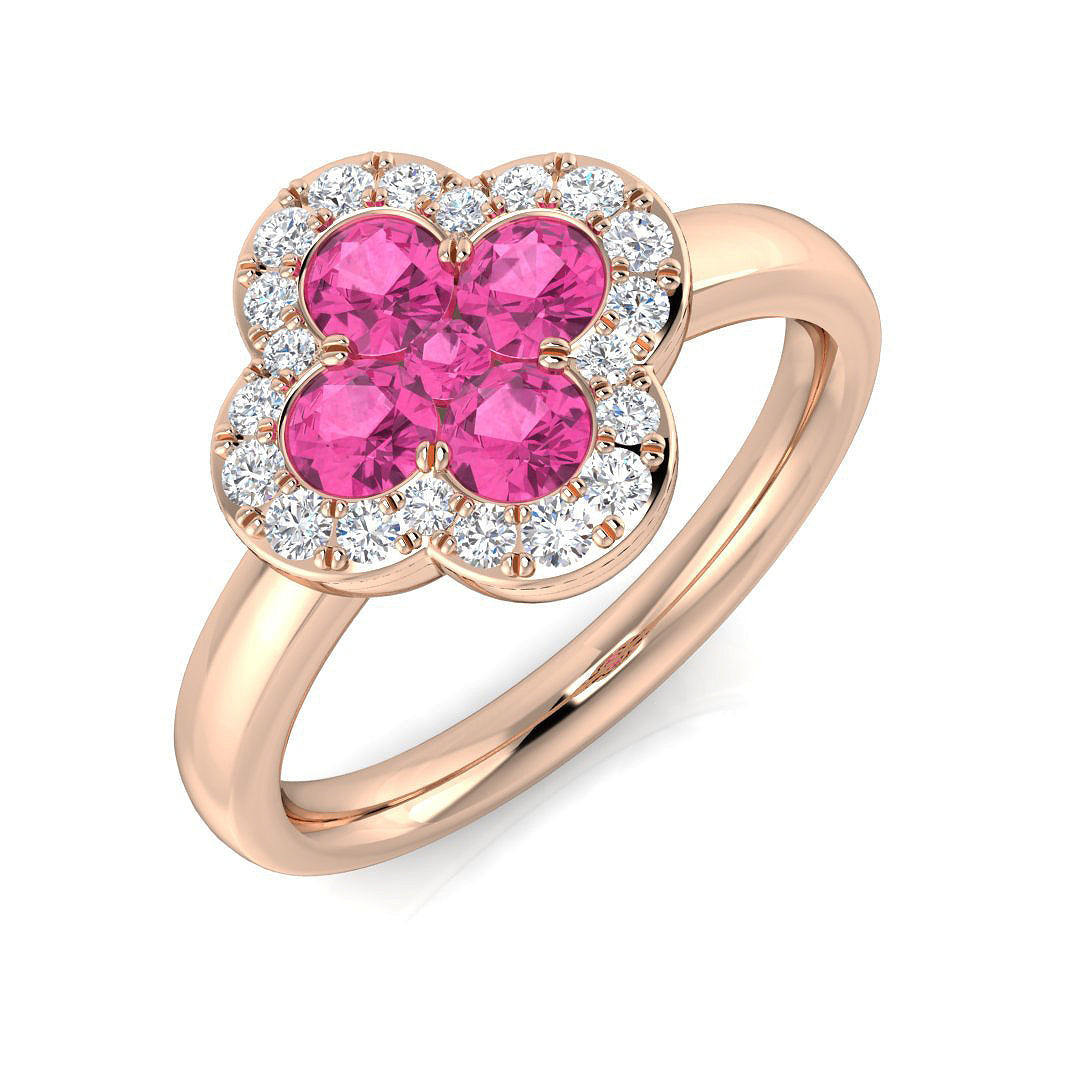 Clover Diamond Ring 0.42ct–1.42ct – SR2249~PS – 18k Rose Gold