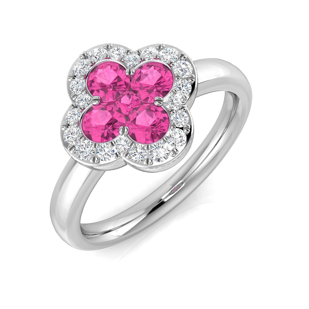 Clover Diamond Ring 0.42ct–1.42ct – SR2249~PS – 18k White Gold