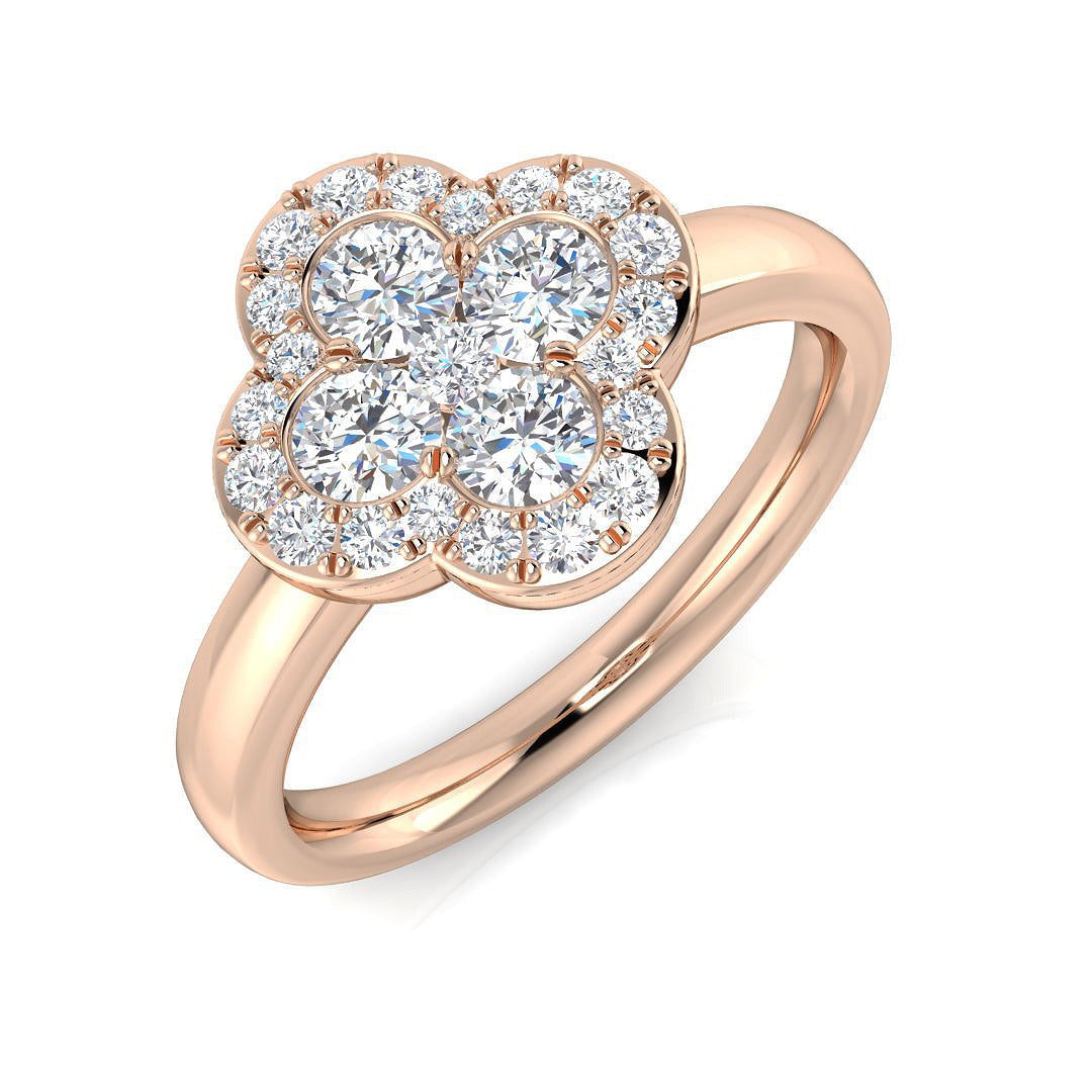 Clover Diamond Ring 0.35ct–1.13ct – SR1010 – 18k Rose Gold