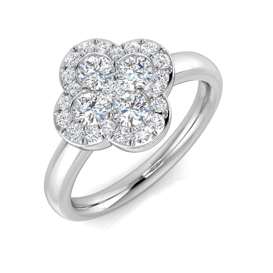 Clover Diamond Ring 0.35ct–1.13ct – SR1010 – 18k White Gold