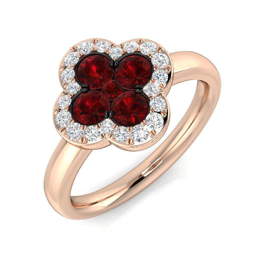 Clover Diamond Ring 0.87ct – SR2908~RY – 18k Rose Gold