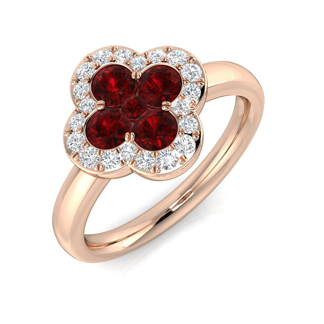 Clover Diamond Ring 0.87ct – SR2908~RY – 18k Rose Gold