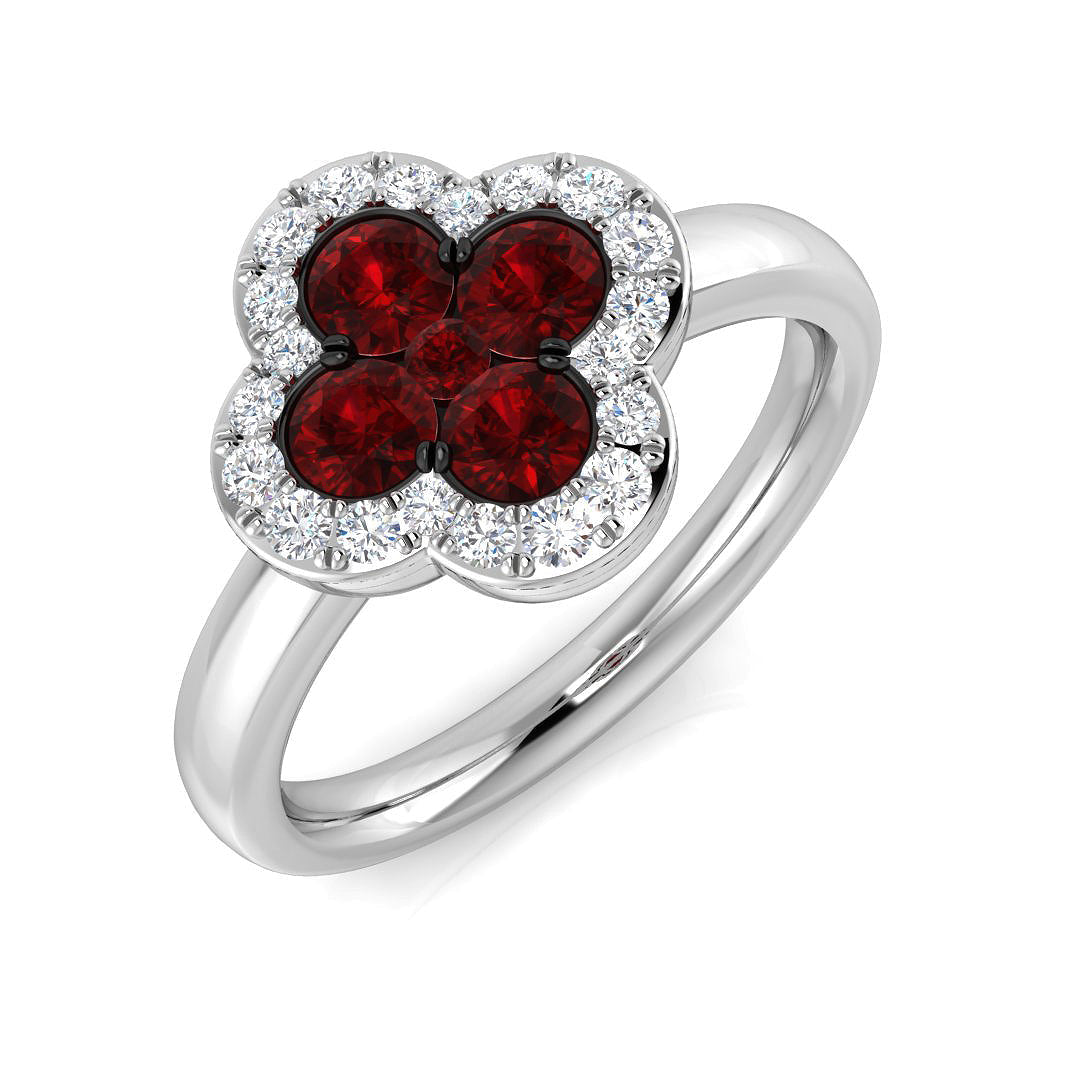Clover Diamond Ring 0.87ct – SR2908~RY – 18k White Gold