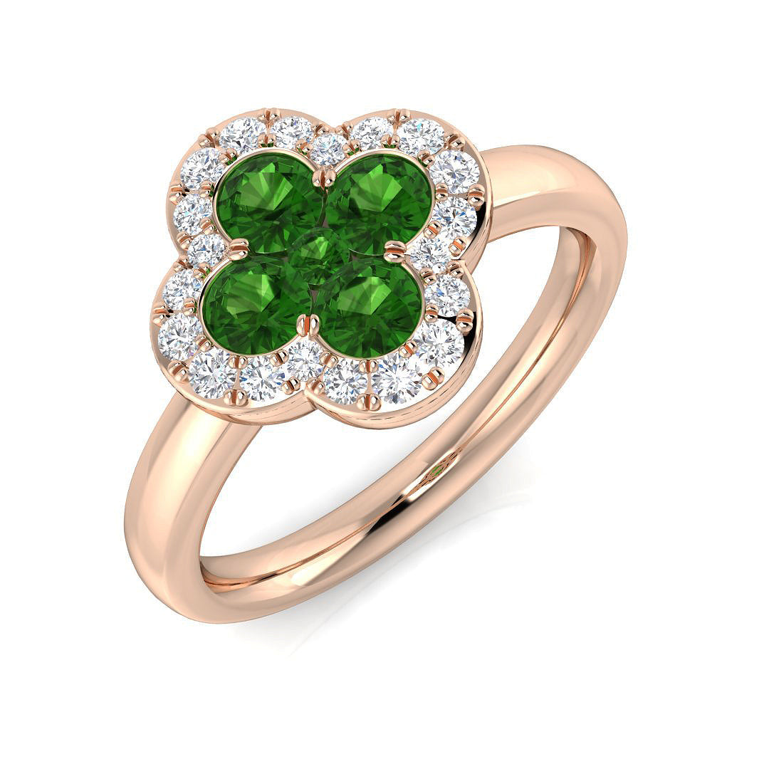 Clover Diamond Ring 0.42ct–1.17ct – SR2906~TS – 18k Rose Gold