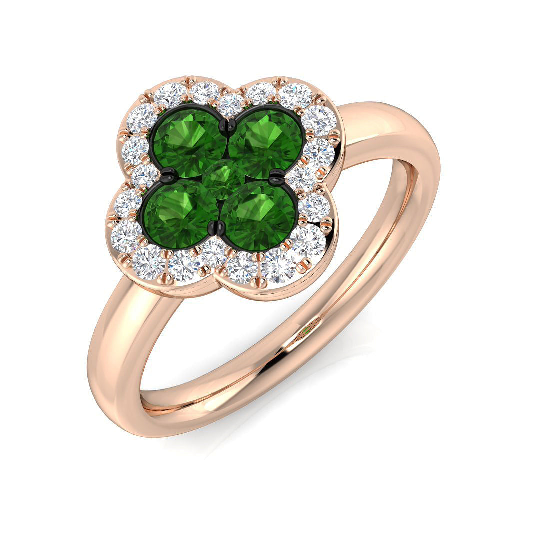 Clover Diamond Ring 0.42ct–1.17ct – SR2906~TS – 18k Rose Gold