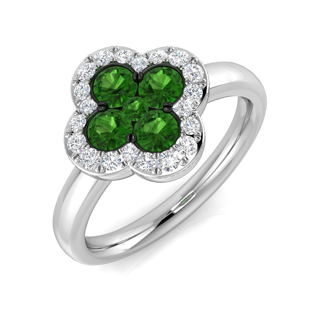 Clover Diamond Ring 0.42ct–1.17ct – SR2906~TS – 18k White Gold