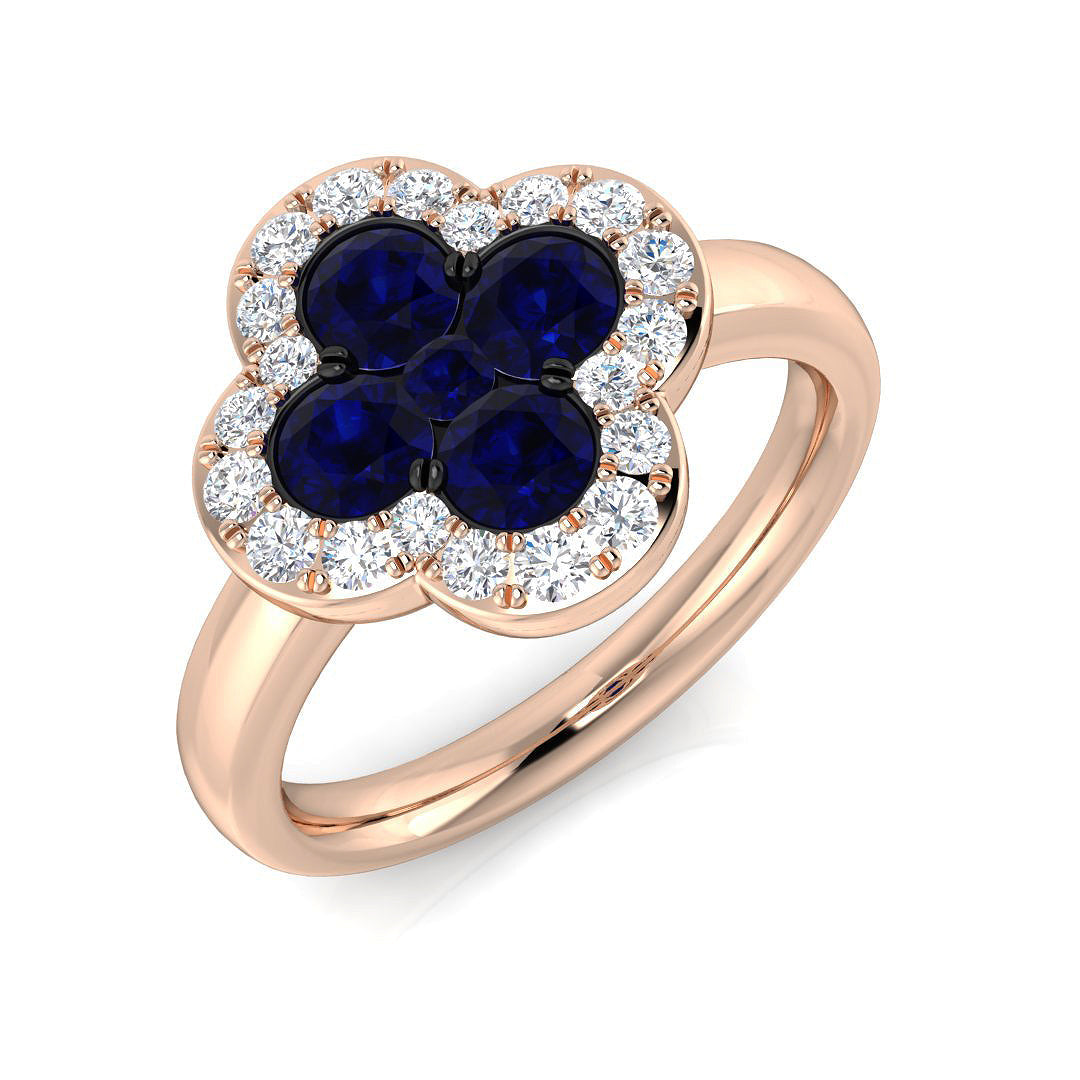 Clover Diamond Ring 0.34ct–1.45ct – SR2249~BS – 18k Rose Gold