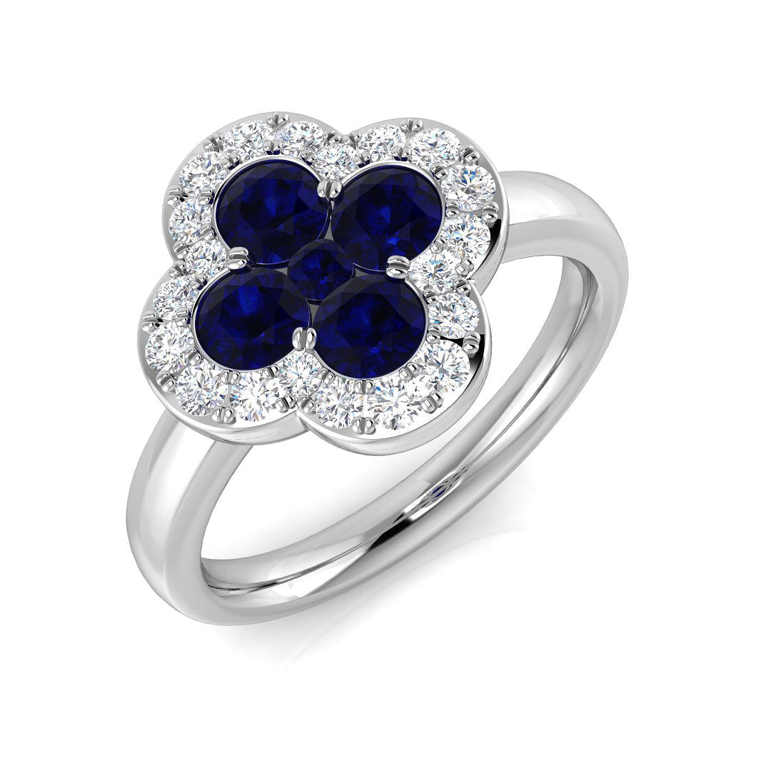 Clover Diamond Ring 0.34ct–1.45ct – SR2249~BS – 18k White Gold