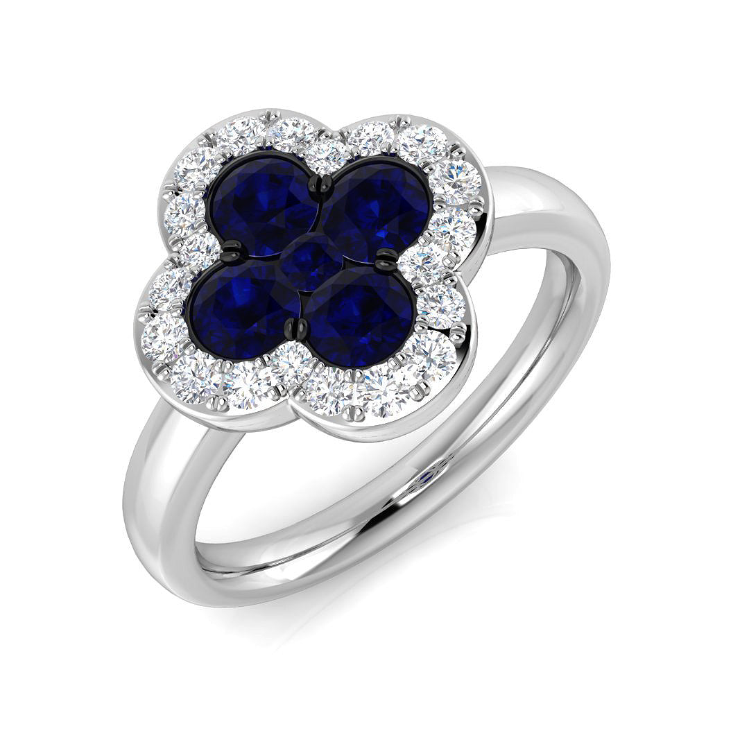 Clover Diamond Ring 0.34ct–1.45ct – SR2249~BS – 18k White Gold