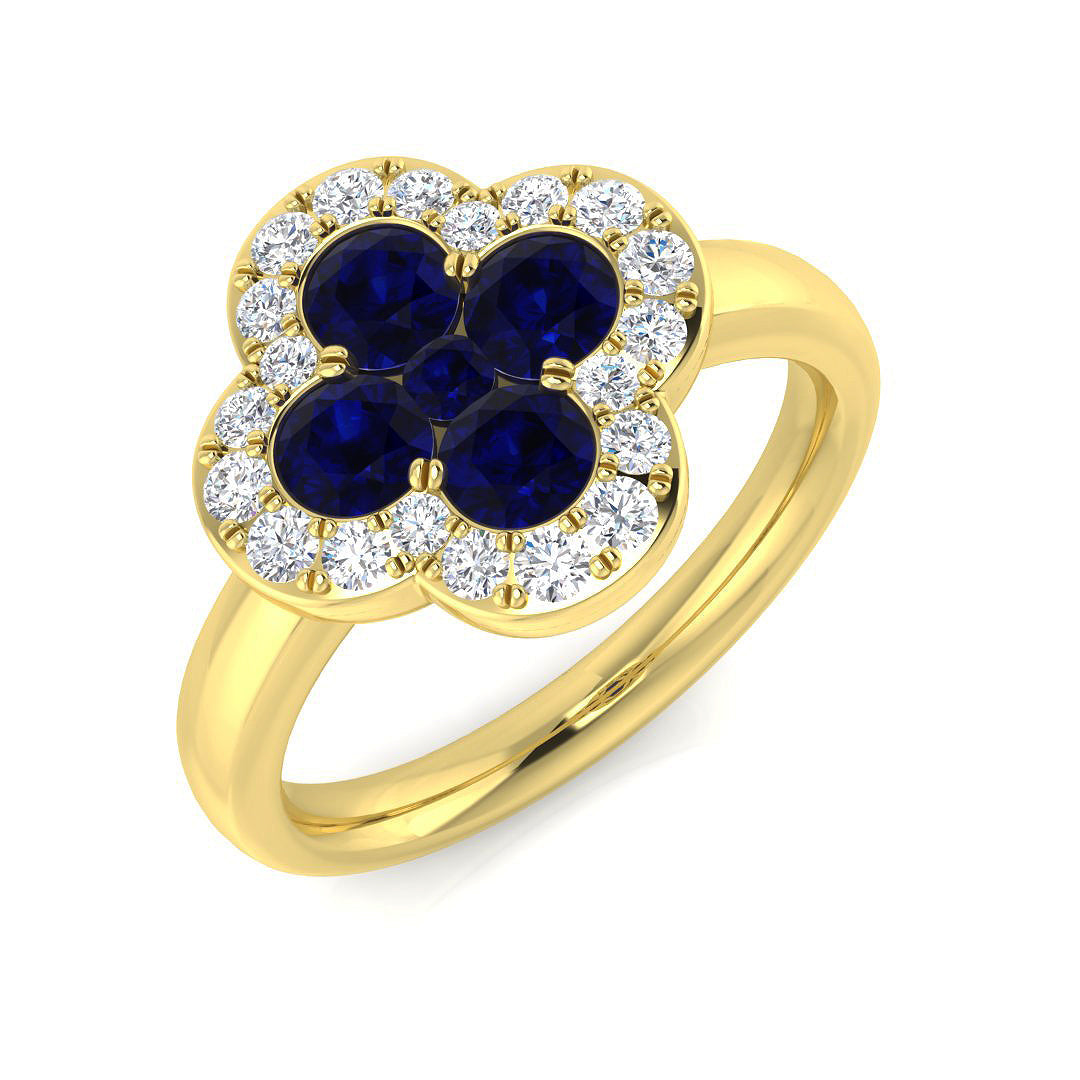 Clover Diamond Ring 0.34ct–1.45ct – SR2249~BS – 18k Yellow Gold