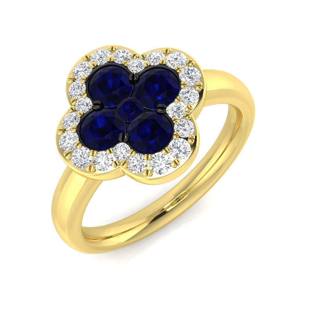 Clover Diamond Ring 0.34ct–1.45ct – SR2249~BS – 18k Yellow Gold