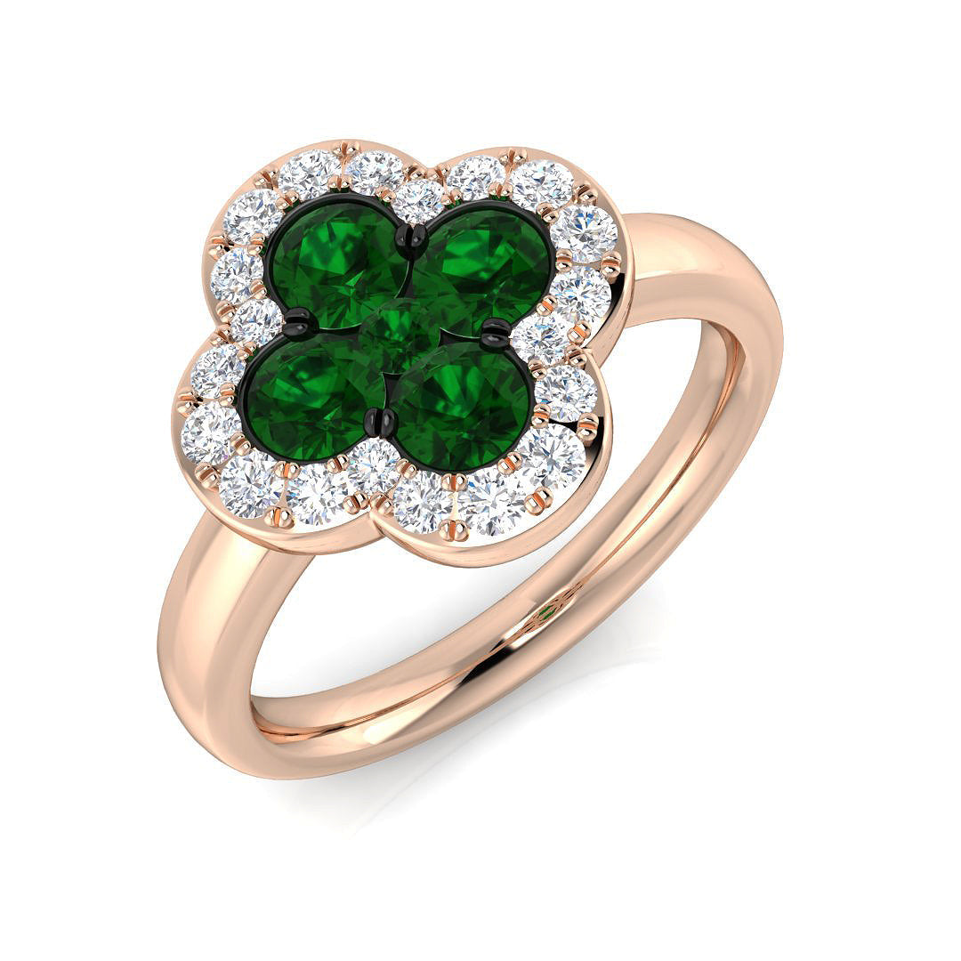 Clover Diamond Ring 0.31ct–1.19ct – SR2249~EM – 18k Rose Gold