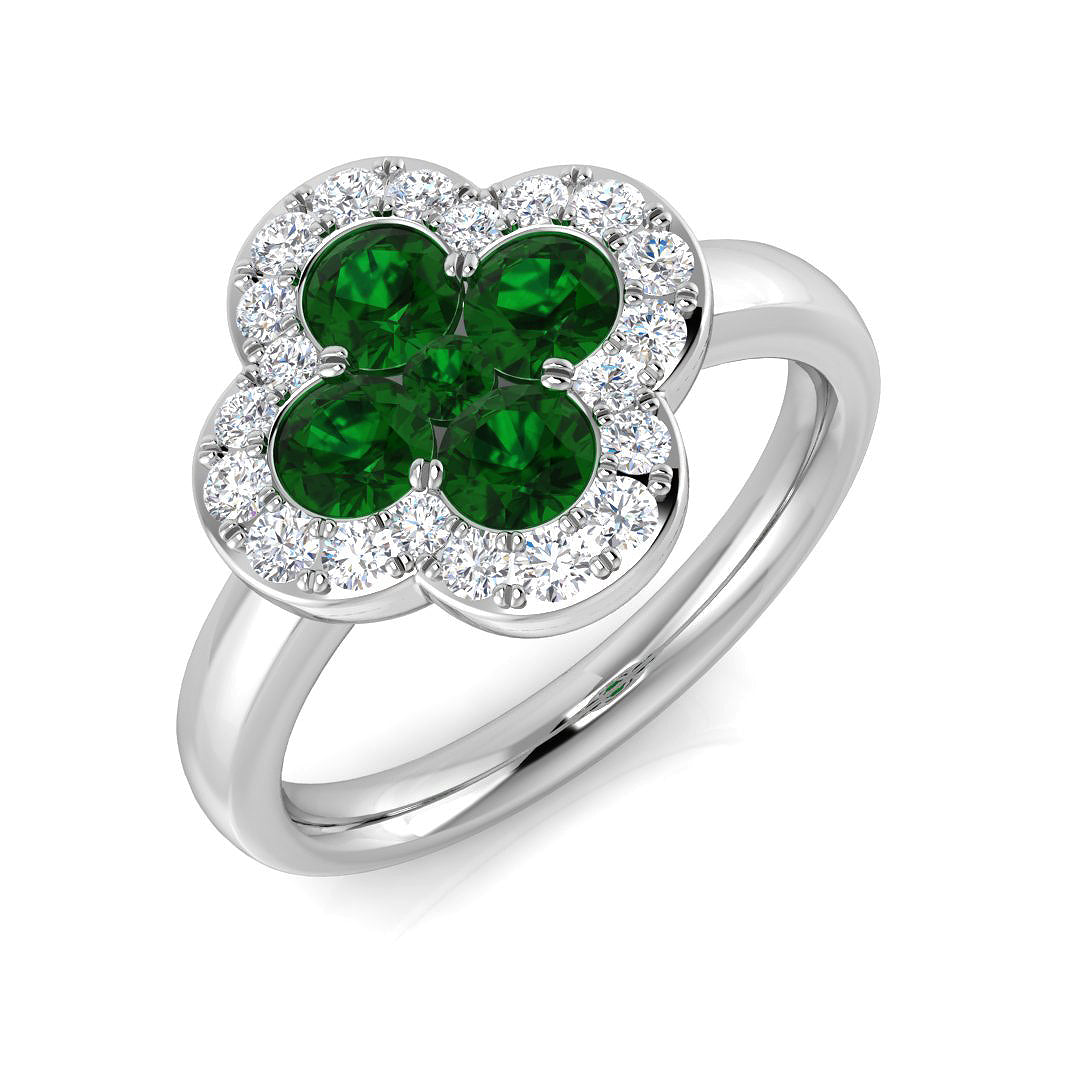 Clover Diamond Ring 0.31ct–1.19ct – SR2249~EM – 18k White Gold