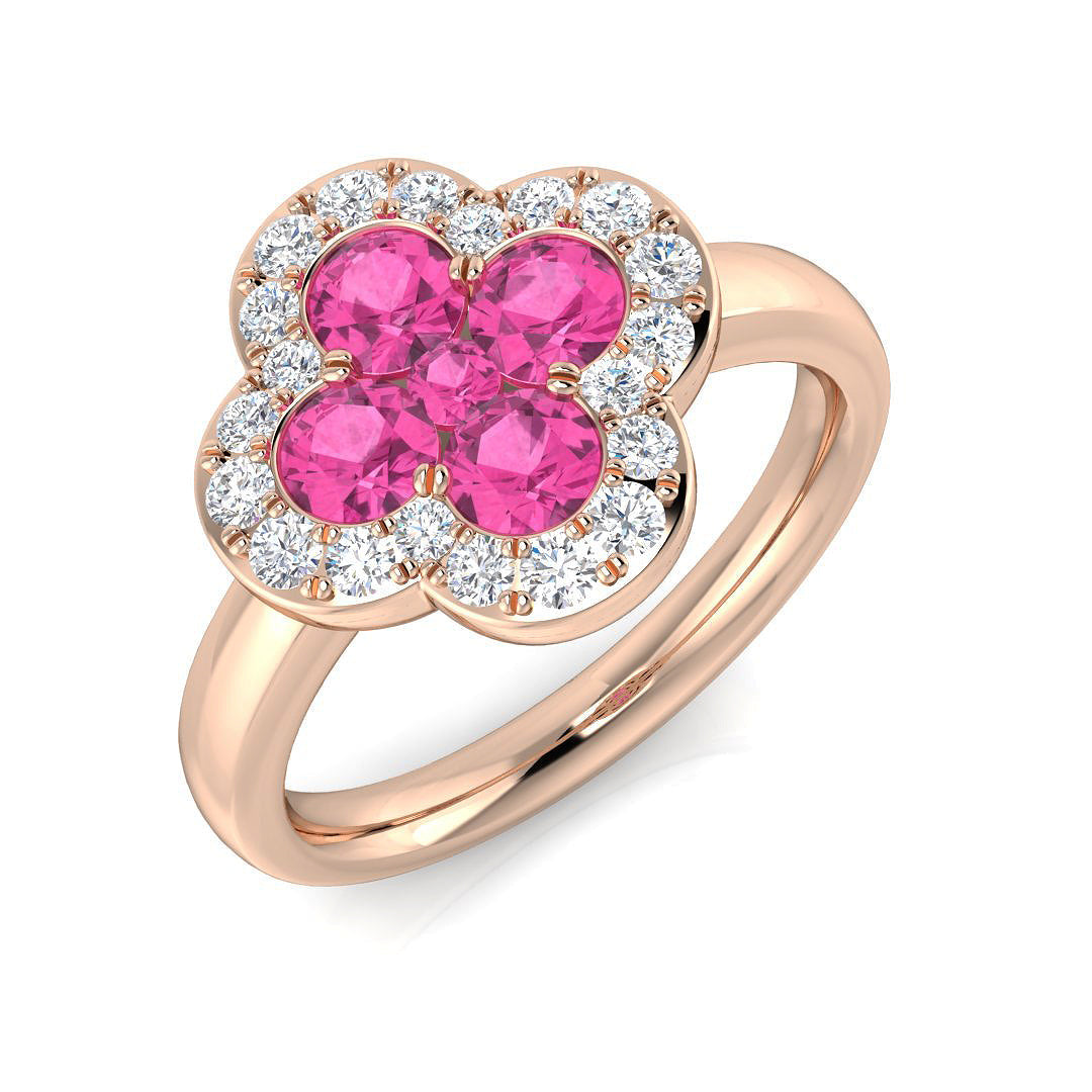 Clover Diamond Ring 0.42ct–1.42ct – SR2249~PS – 18k Rose Gold