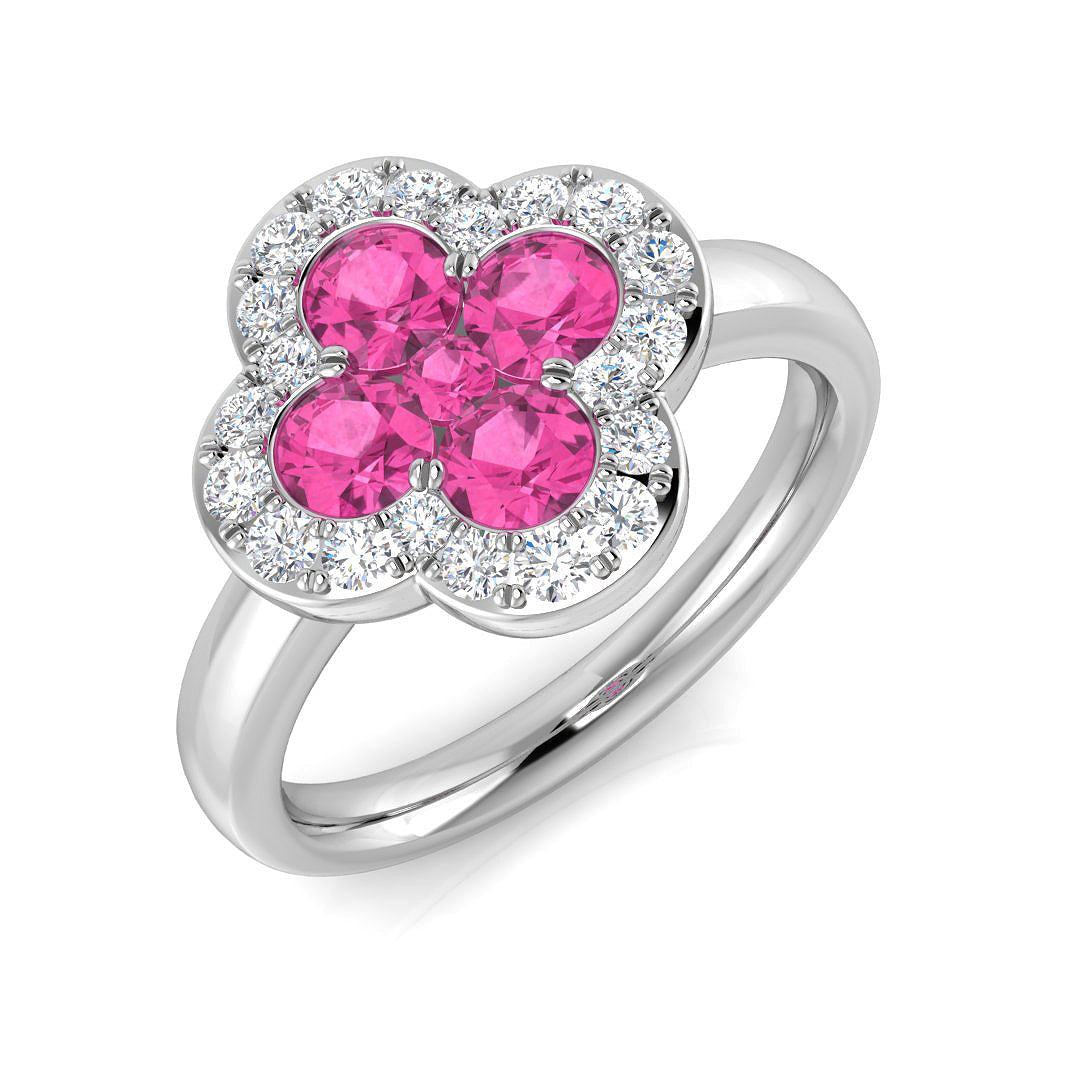 Clover Diamond Ring 0.42ct–1.42ct – SR2249~PS – 18k White Gold
