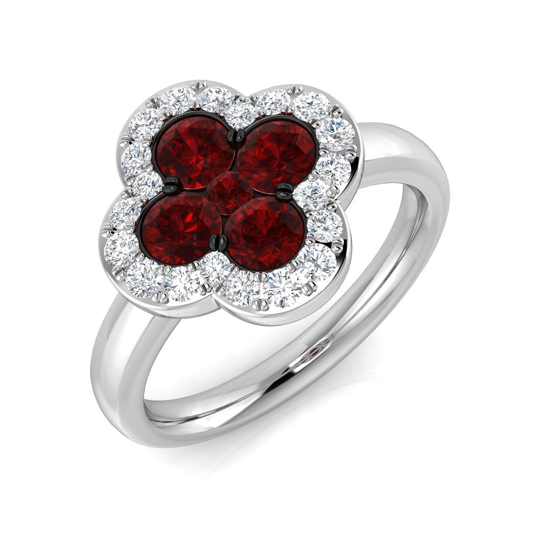 Clover Diamond Ring 1.49ct – SR2909~RY – 18k White Gold