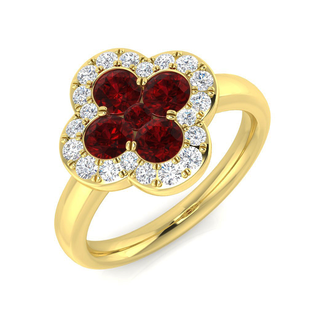 Clover Diamond Ring 1.49ct – SR2909~RY – 18k Yellow Gold