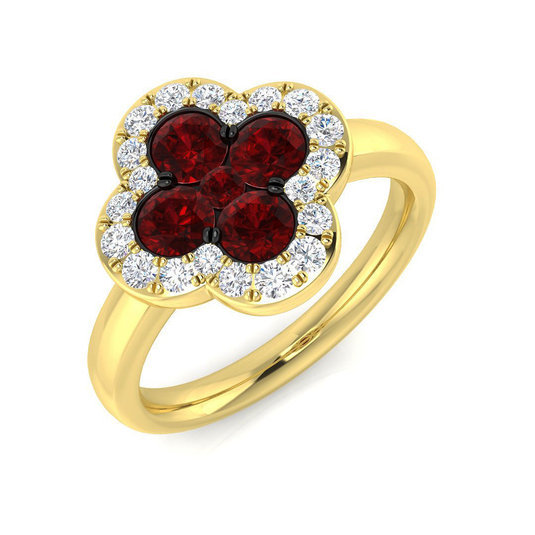 Clover Diamond Ring 1.49ct – SR2909~RY – 18k Yellow Gold